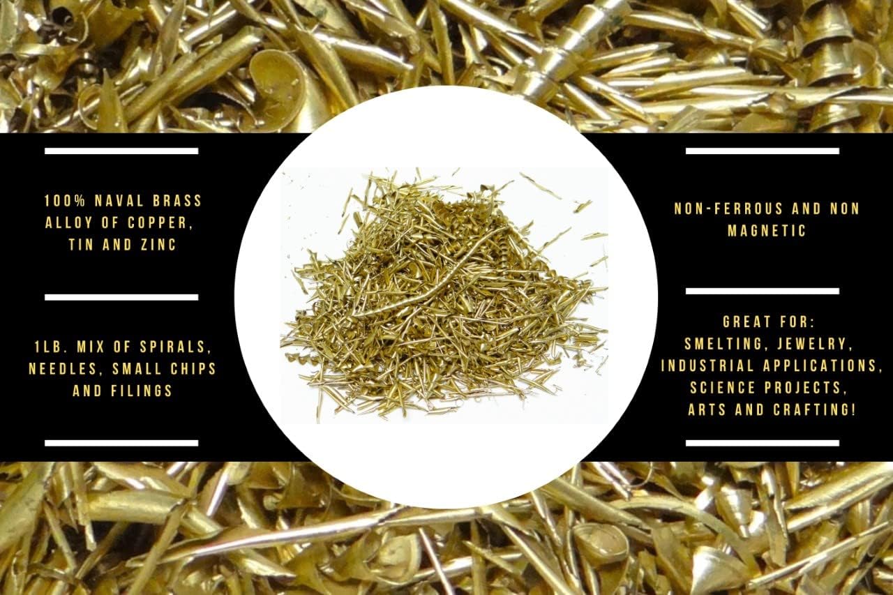 1-lb Unique Naval Brass Shavings Filings Turnings Chips Science Orgone Art