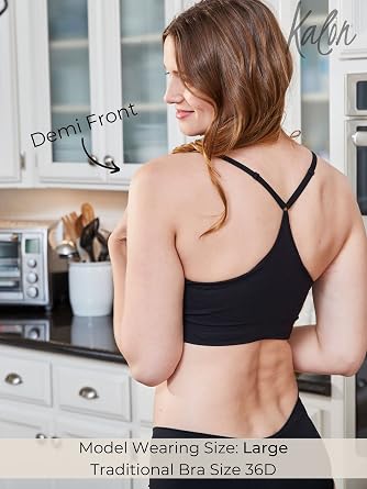 Kalon Womens 4 Pack Racerback Sports Bralette Seamless Wireless Comfort Bra