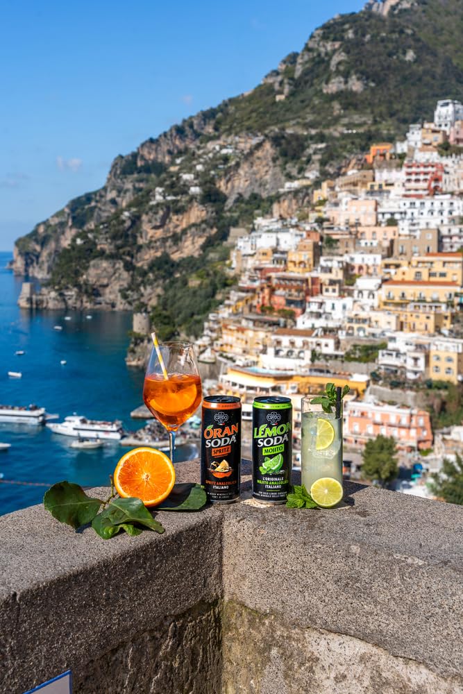 ORAN SODA SPRITZ (24x330ml) - Italienische Limonade von FONTI DI CRODO mit natürlichem Quellwasser & Bitterorange. In Einwegdose ohne künstliche Zusätze, alkoholfrei - Ideal für Aperitif & Cocktails