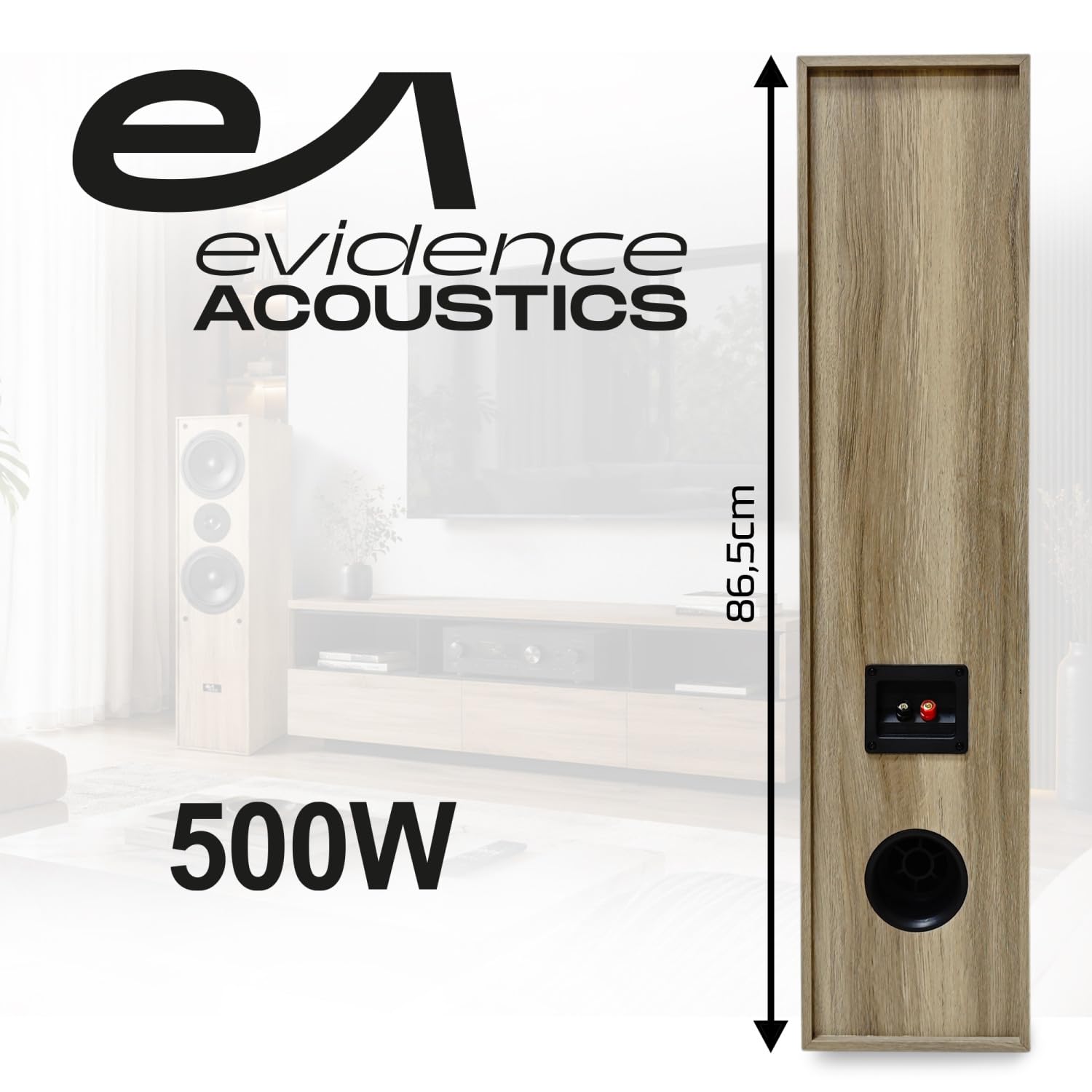 Evidence Acoustics EA700-WOOD Pack Colonne HiFi Home-Cinéma 5.1 Karaoké 2x50W + 3x20W USB SD AUX DVD FM Chêne Clair