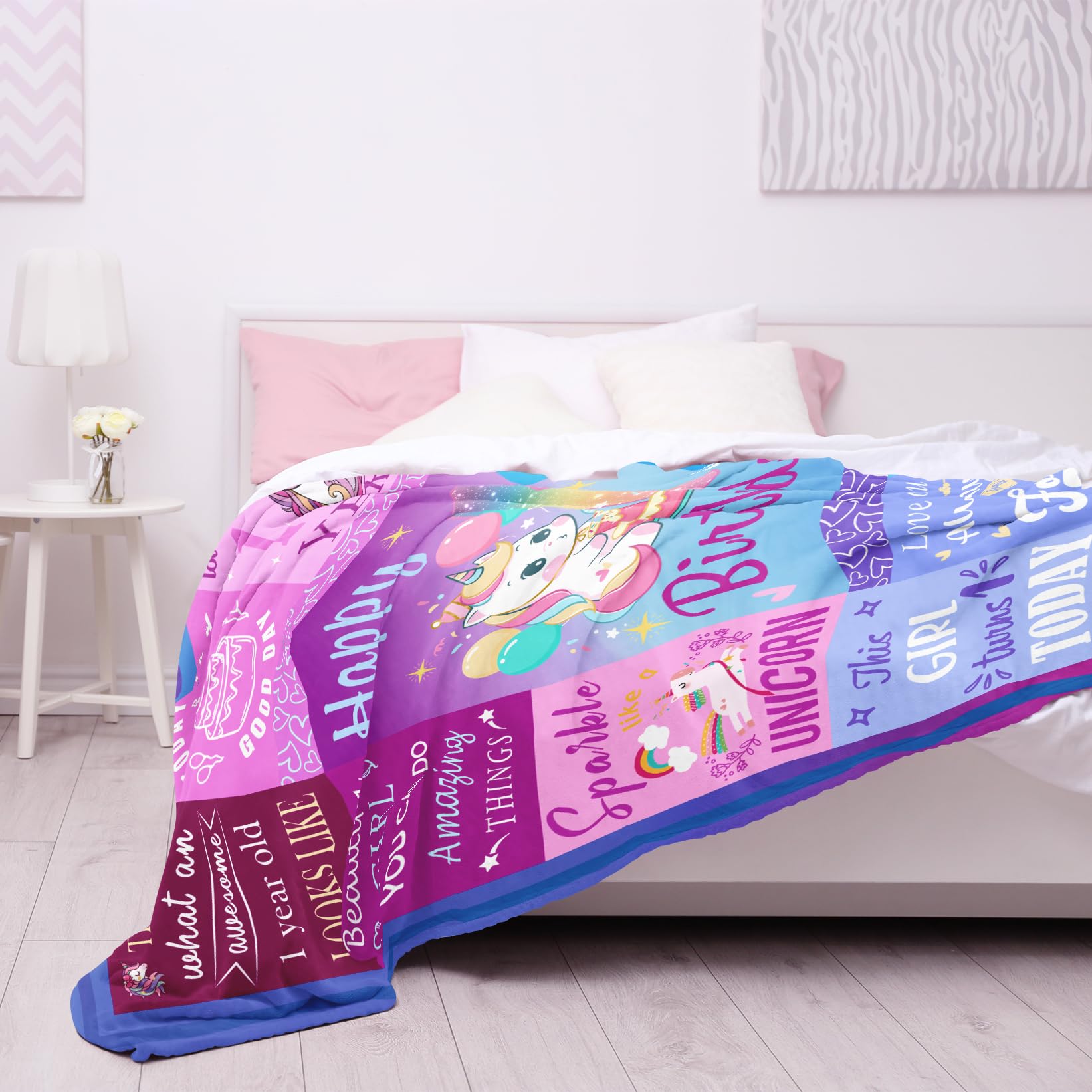 Couverture cadeau d'anniversaire pour fille de 1 an, cadeau de 1er anniversaire pour fille, cadeau d'anniversaire pour fille d'un an, cadeaux de premier anniversaire pour filles, décorations