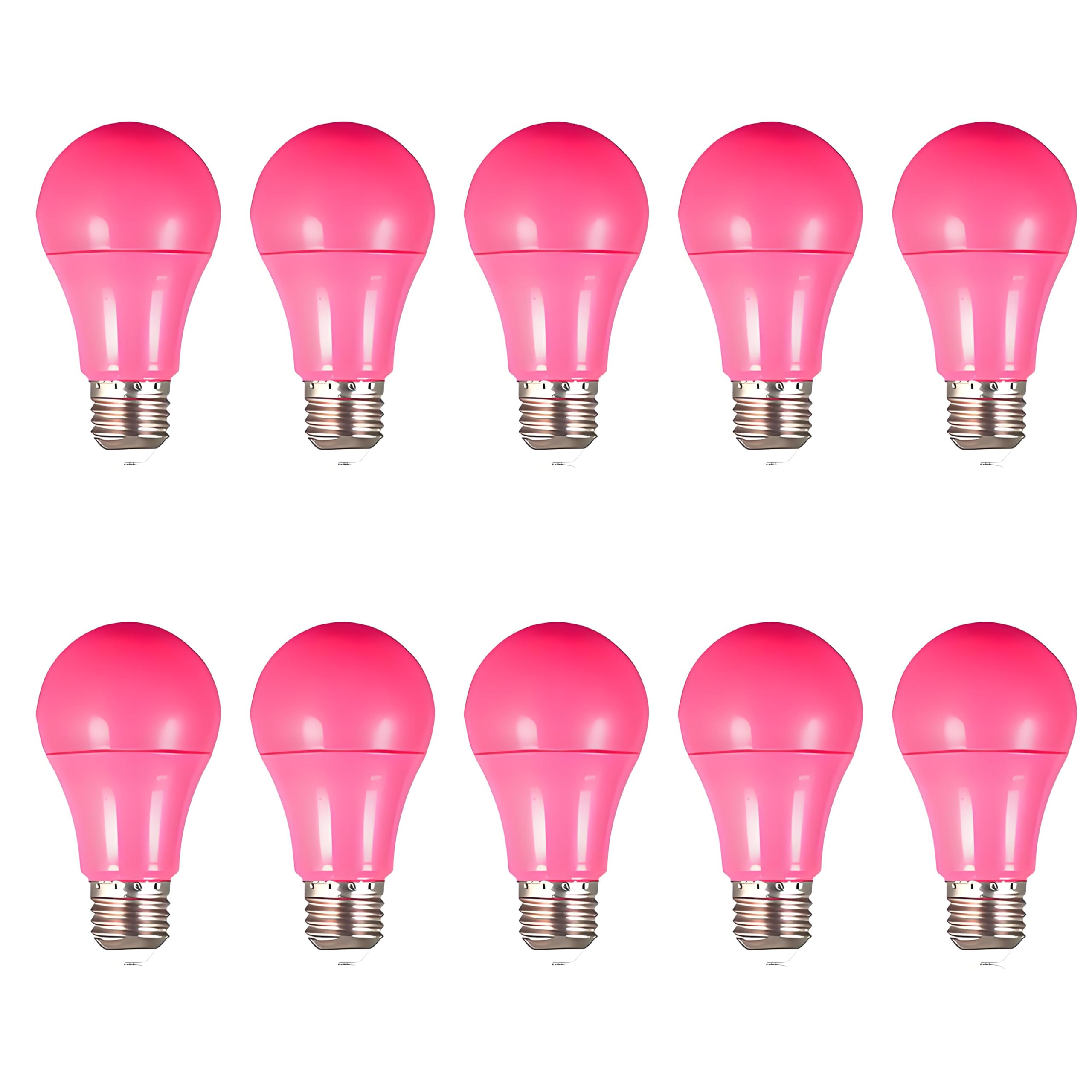 Jiotouhu e27 Screw Bulb, A60 Coloured Light Bulbs, Pink Light Bulb, 3W Equivalent 30W Incandescent, 300lm, Non-Dimmable, for Home Party Bars and Christmas Decorations (10-Pack)
