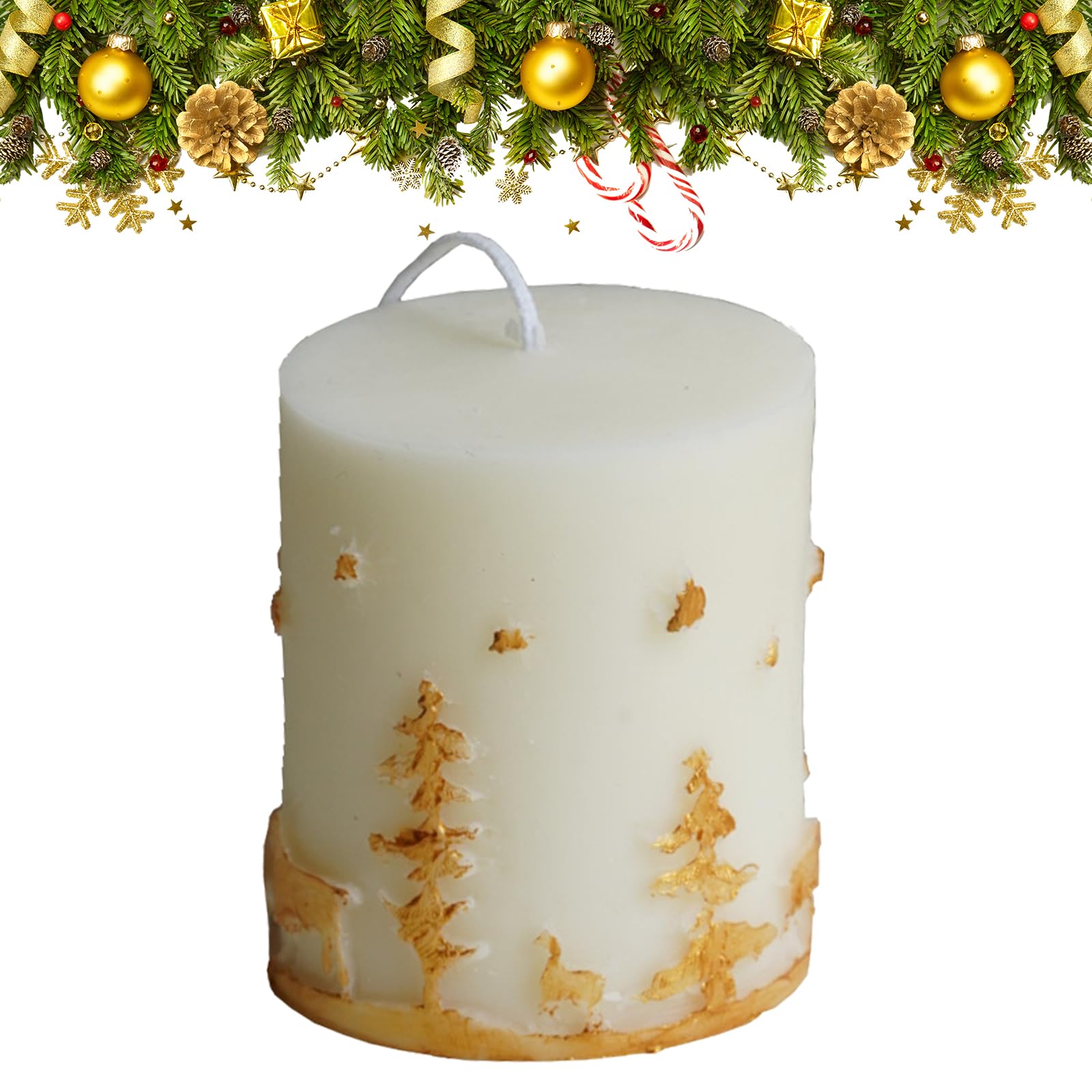 Navidad Vela Blanco Pilar Decorativo Vela Pequeña Navidad Decoración Mesa para Regalo Niñas Niños Casa Fiesta Boda Iglesia Restaurantes Invierno