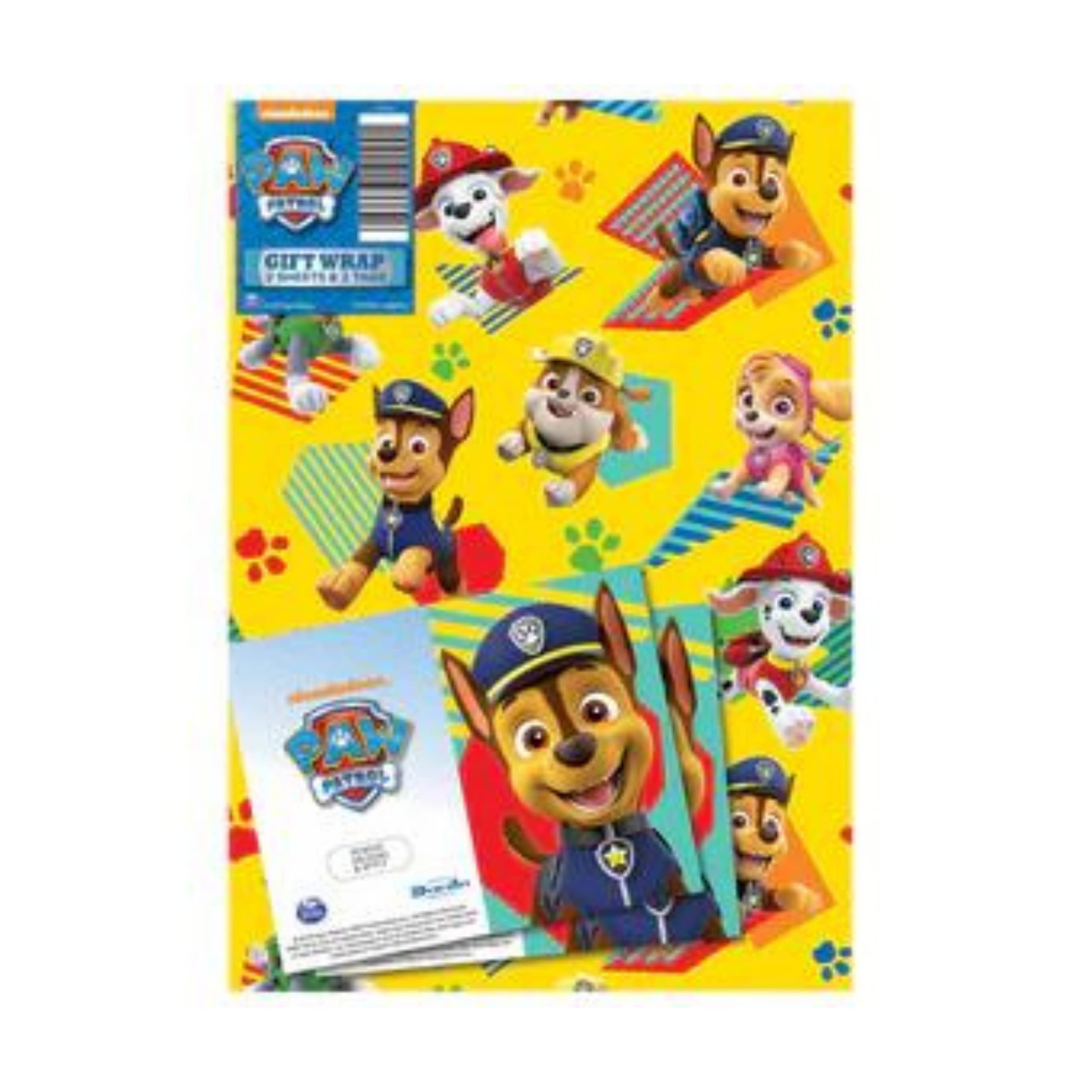 Paw Patrol Wrapping Paper 4 Sheets 4 Tags Sheet Size 70cmx50cm Official Product Responsibly Resourced