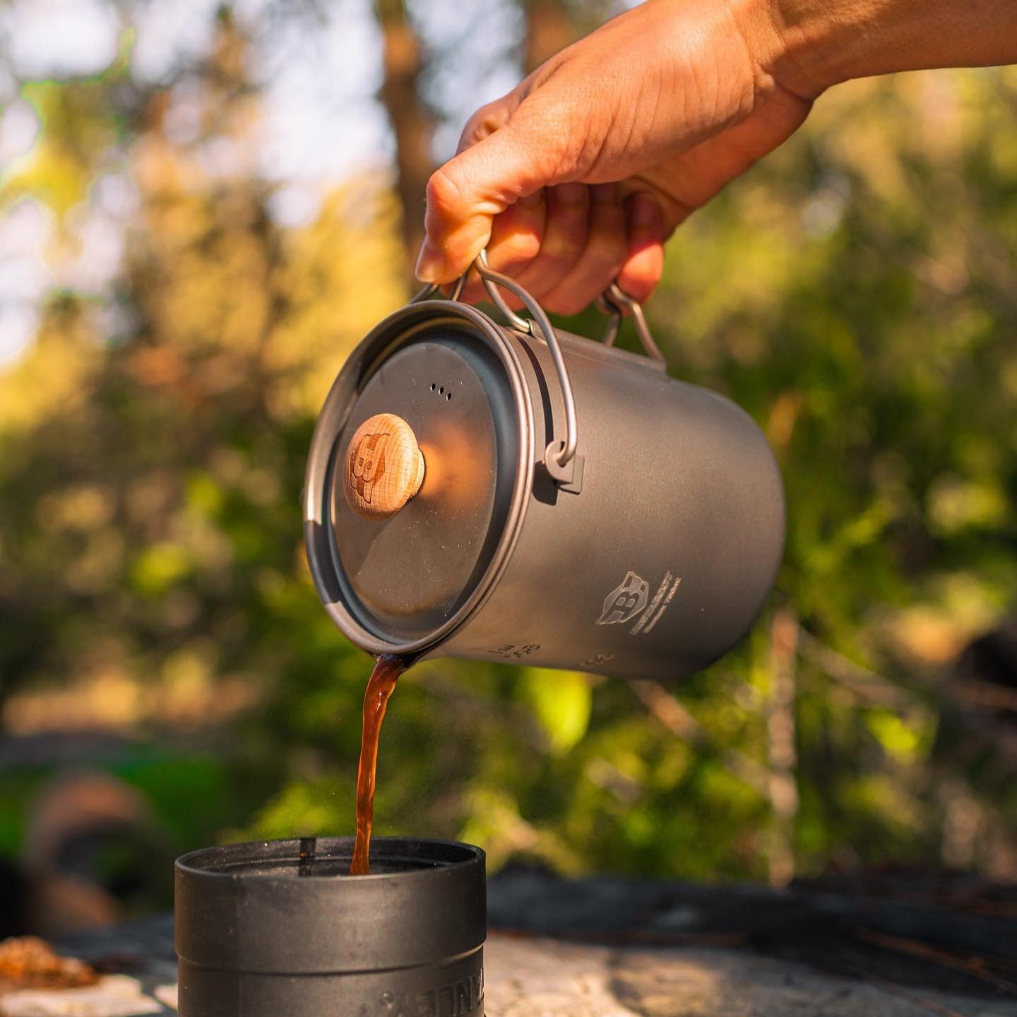 Bestargot Camping Titan Topf Becher Tasse Outdoor, 750ml max French Press Titan Campinggeschirr, Outdoor kaffeekocher Camping Kochgeschirr, 188g
