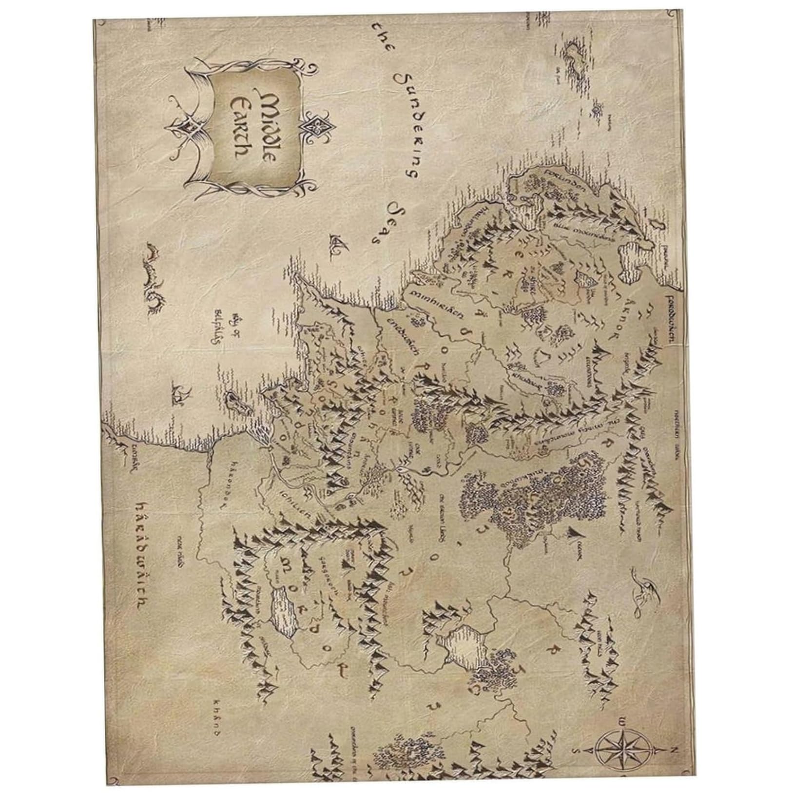 Wedhapy Plush Throw Blankets for Couch Middle Earth Map Fleece Blanket Throw Super Soft Velvet Cozy Plush Blanket for Couch, Bed, Sofa, 27.6x39.4 Inch