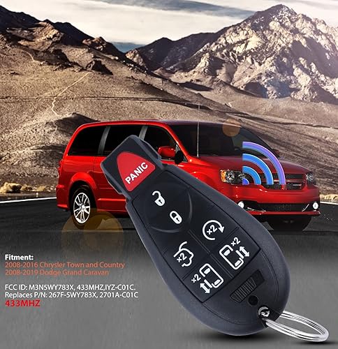 Miniatura 2 de Reemplazo de entrada sin llave compatible con Chrysler Town y Country Dodge Grand Caravan 2008 2009 2010 2011 2012 2013 2014 2015 2016 2017 2018