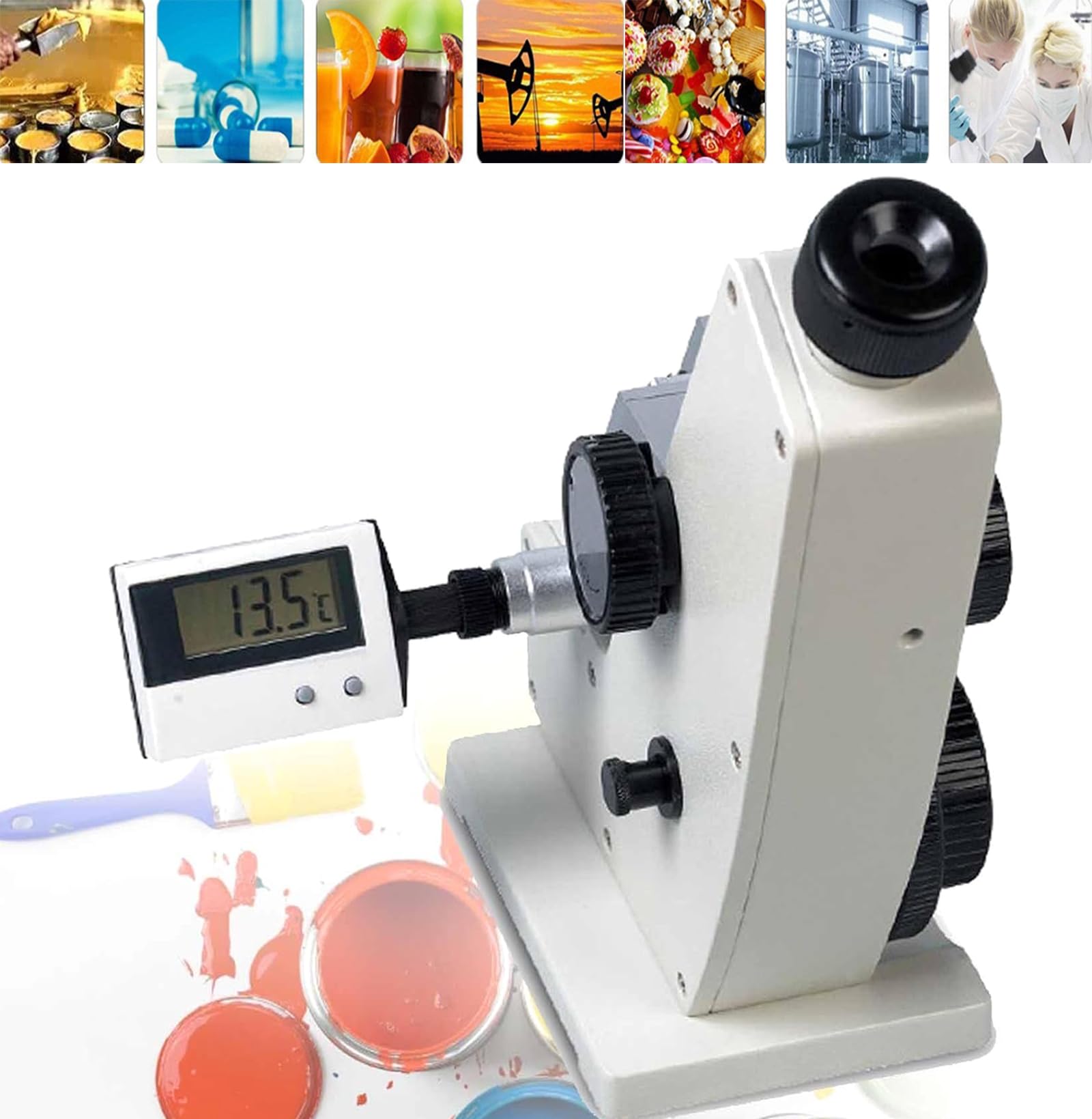Refractómetro monocular digital, rango de medición: 1.3000-1.7000 ND, 0.0002 de alta precisión, para investigación científica, enseñanza, laboratorios y fábricas