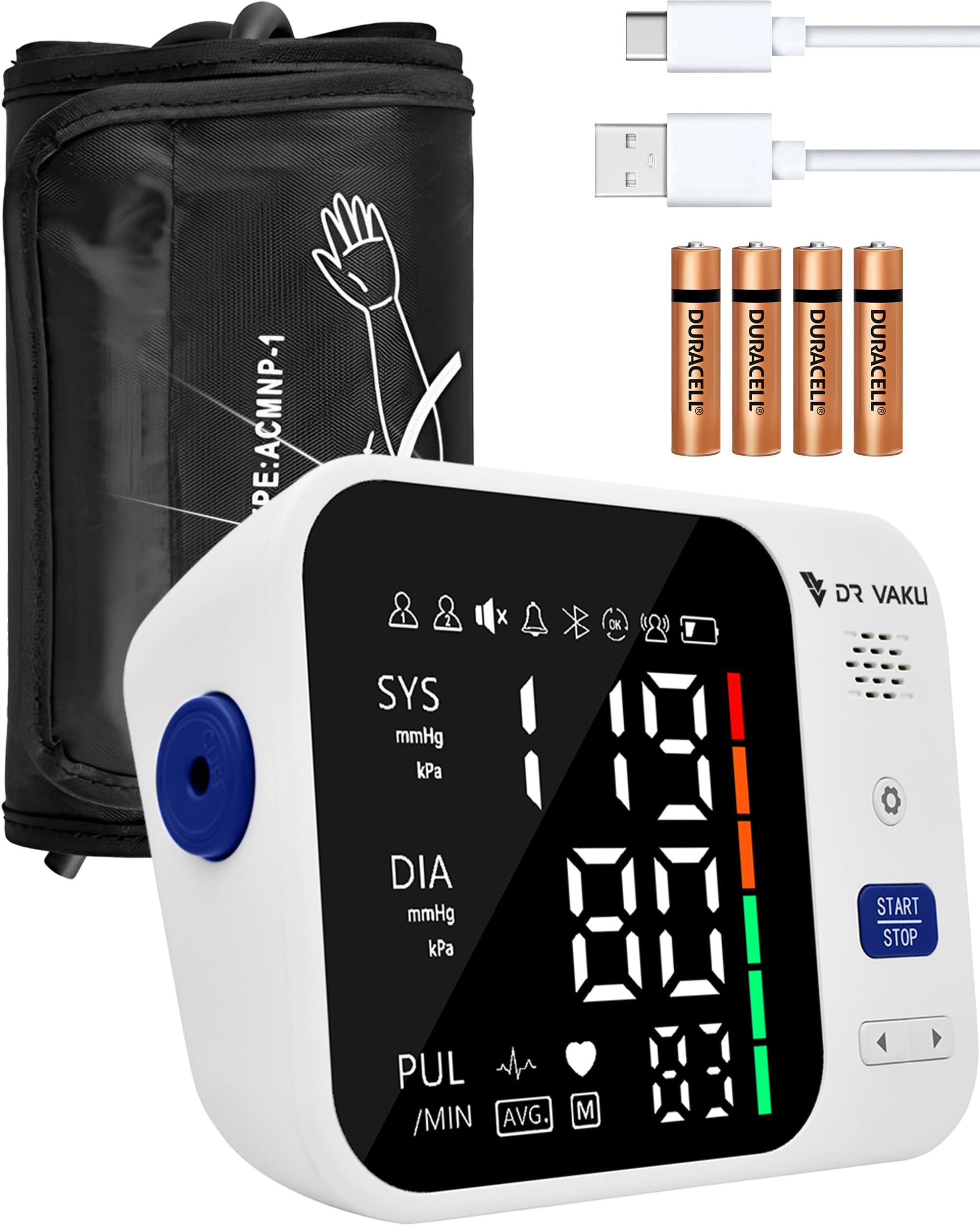 DR VAKU® BP Monitor Fully Automatic Blood Pressure Machine to Check Digital Accurate Level for Home Monitoring Device with Talking Function,Large Display + Cuff Kit Best Accurate Apparatus Measurement- White & Blue-image-46
