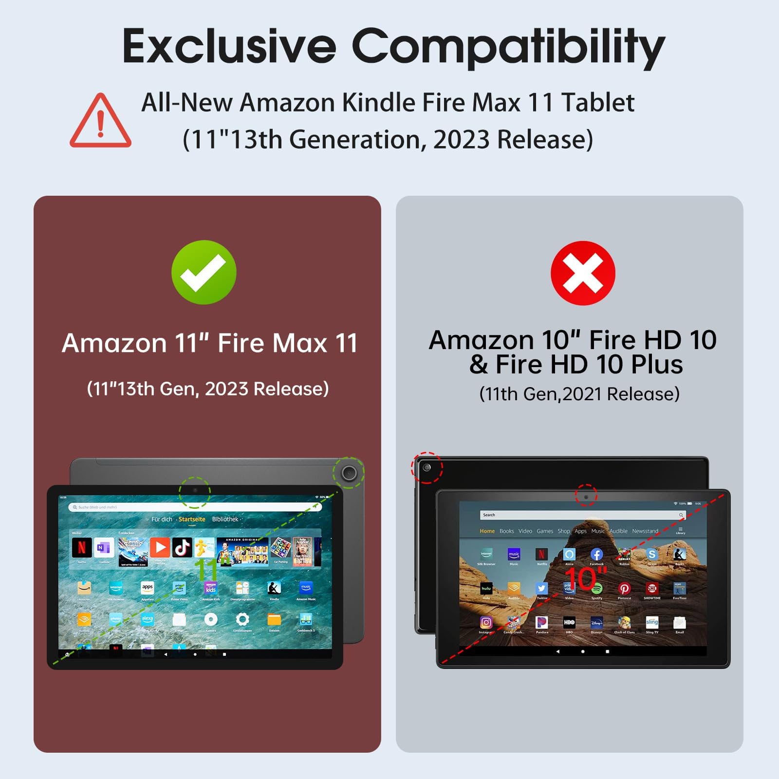 Funda delgada para tablet Amazon Fire Max 11 (13ª generación, versión 2023) de 11 pulgadas, carcasa ligera triple con soporte para bolígrafo, funda de TPU para tablet Kindle Fire 11 con encendido y