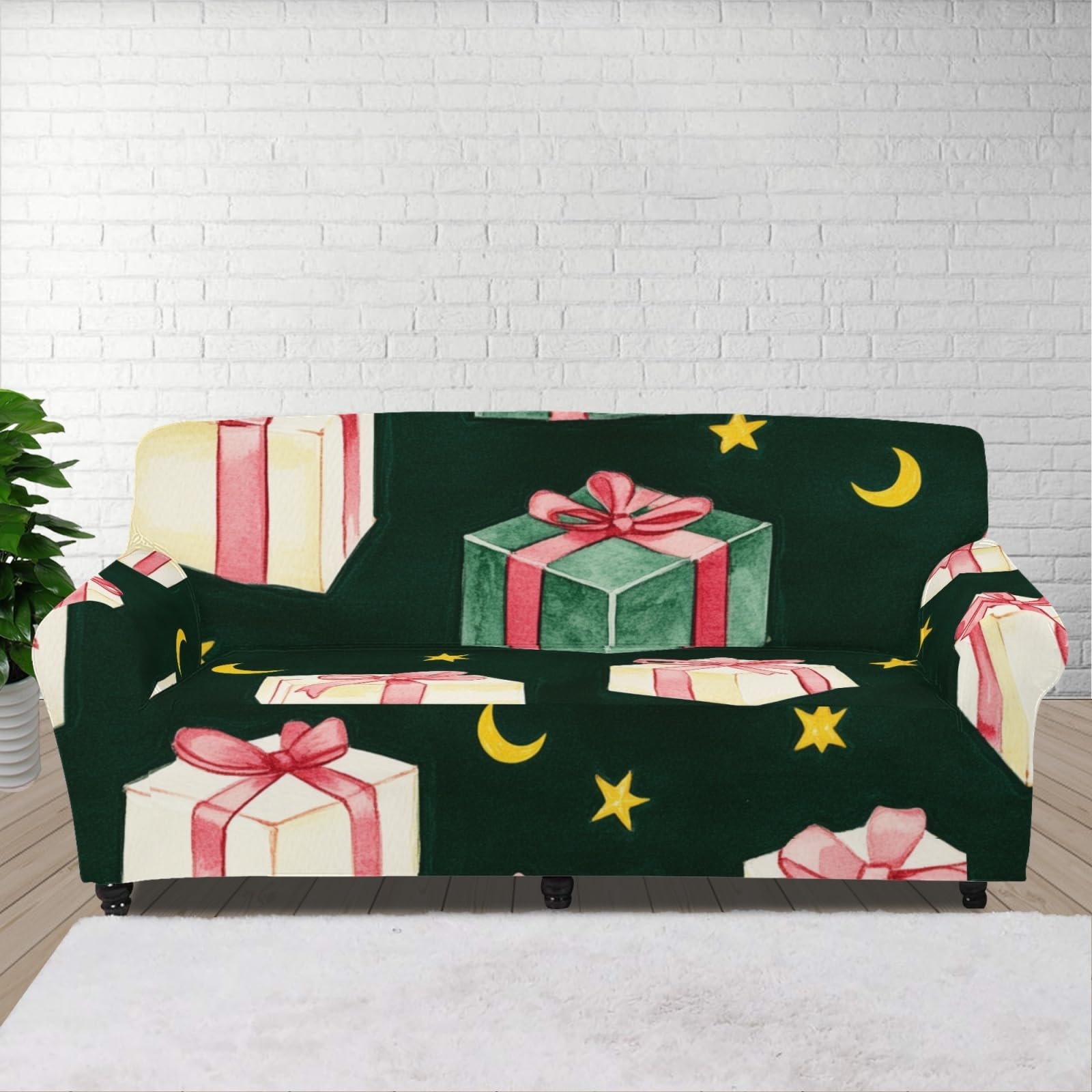 Housse Canapé 3 Places Étoile Jaune Housse Canapé Extensible 1 Places,avec Accoudoirs,Super Élastique Sofa Cover,Antidérapante,Antisalissure,Lavable