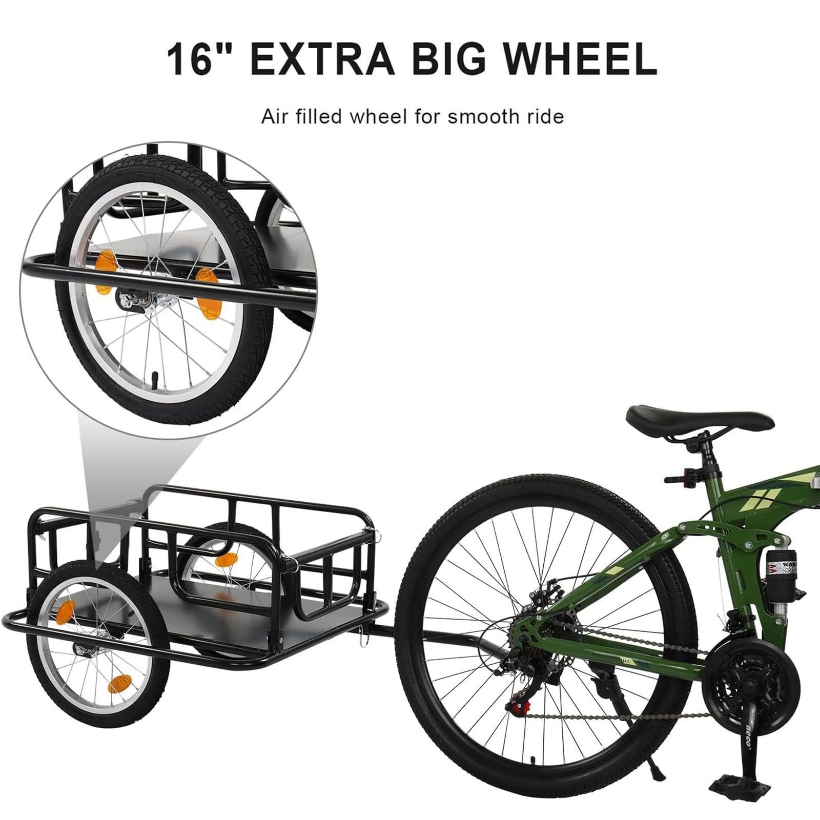 Carro de carga para bicicleta 2 en 1 con gancho de remolque y manillar desmontable para un fácil transporte y almacenamiento