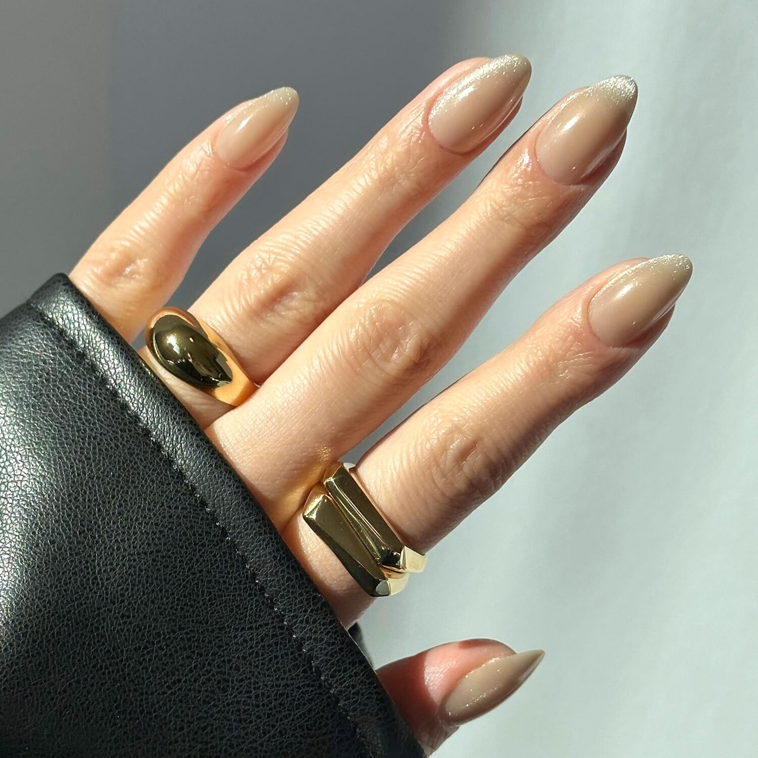 Glamnetic Press On Nails - All Time Love | Glossy, Semi-Transparent, Short Almond French Tip Nails with Leaf Accents, Salon Quality | 15 Sizes - 30 Nail Kit with Glue — view 39