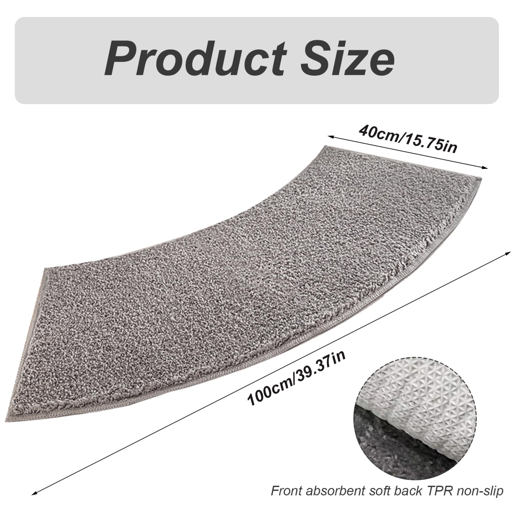 Alfombrilla De Ducha Curvada Antideslizante - 43x91.5 Cm, Beige, Absorbente Y Suave, Para Baño Seguro