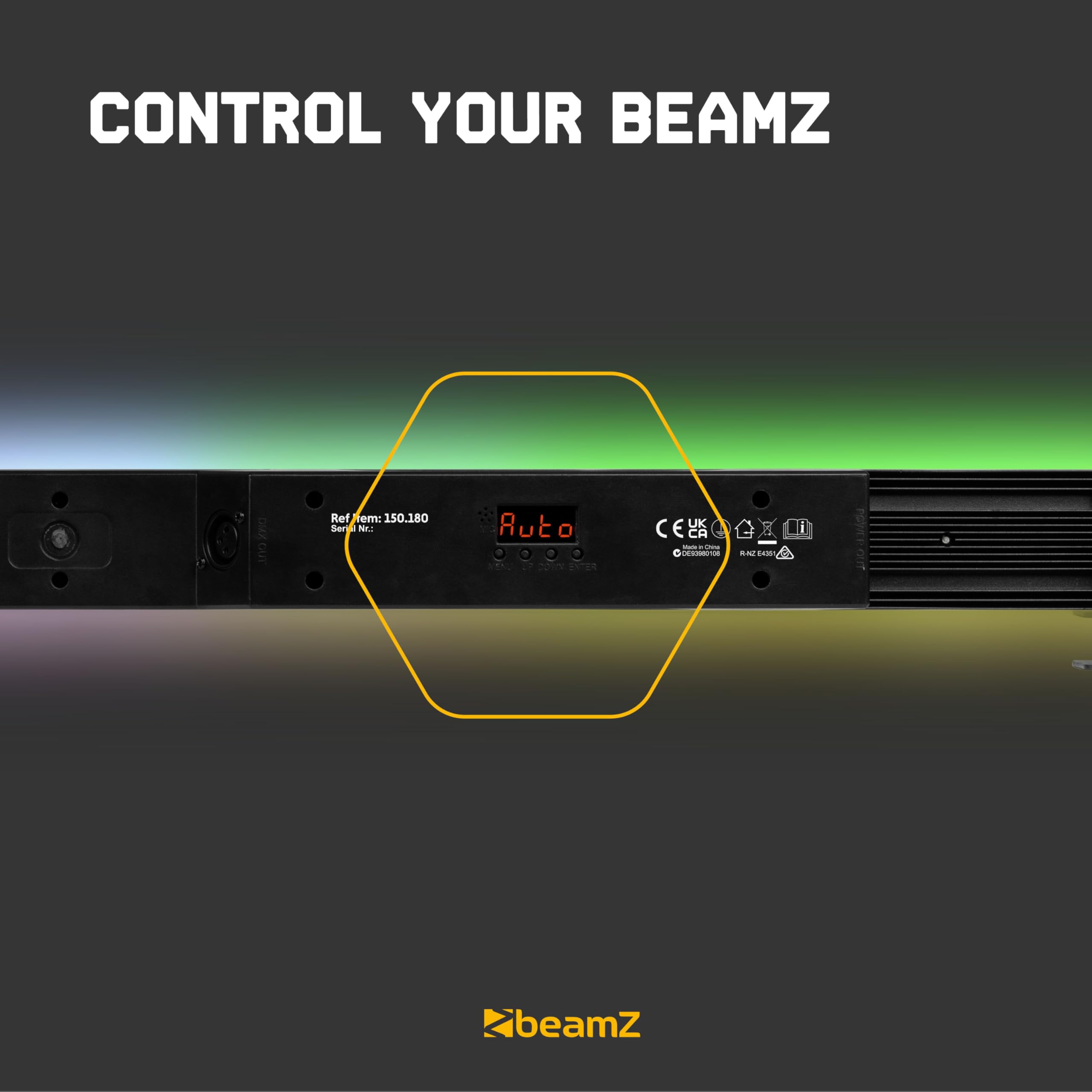 BeamZ STB448 - DMX LED Bar RGBWA mit Strobe, 64 DMX-Segmente, Lichtorgel Musikgesteuert, PowerCon Daisy Chain, 224 RGB LEDs, 112 Weiß/Amber, Partybar Bühnenlicht Lichtorgel DJ Lichttechnik