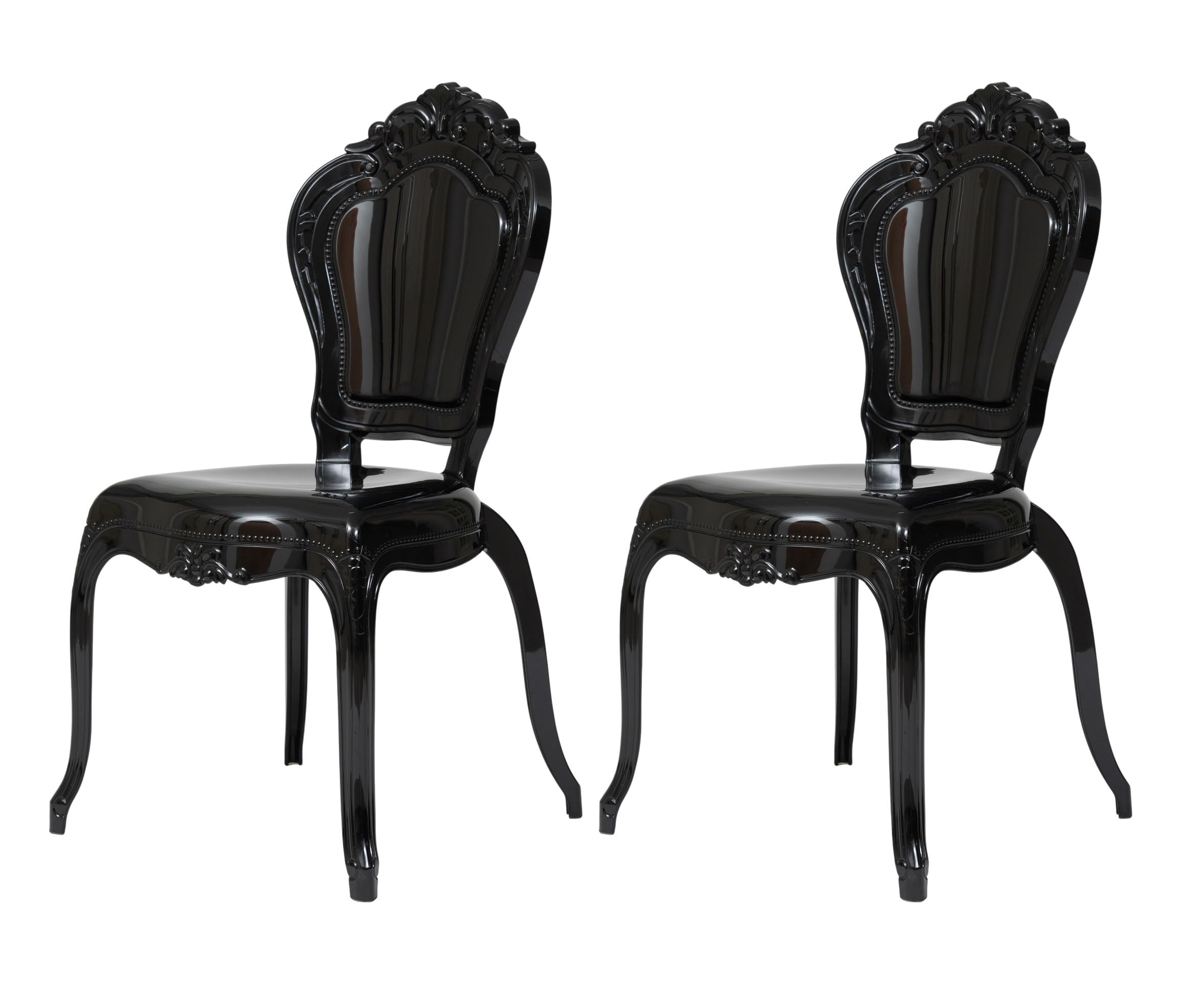 Biscottini Set 2 Sedie in Policarbonato - Sedia Cucina Soggiorno 53x50x97,5 cm - Poltrone Barocche Sala da Pranzo Camera da Letto - Poltrona in Plastica da Esterno Moderna Cerimonie