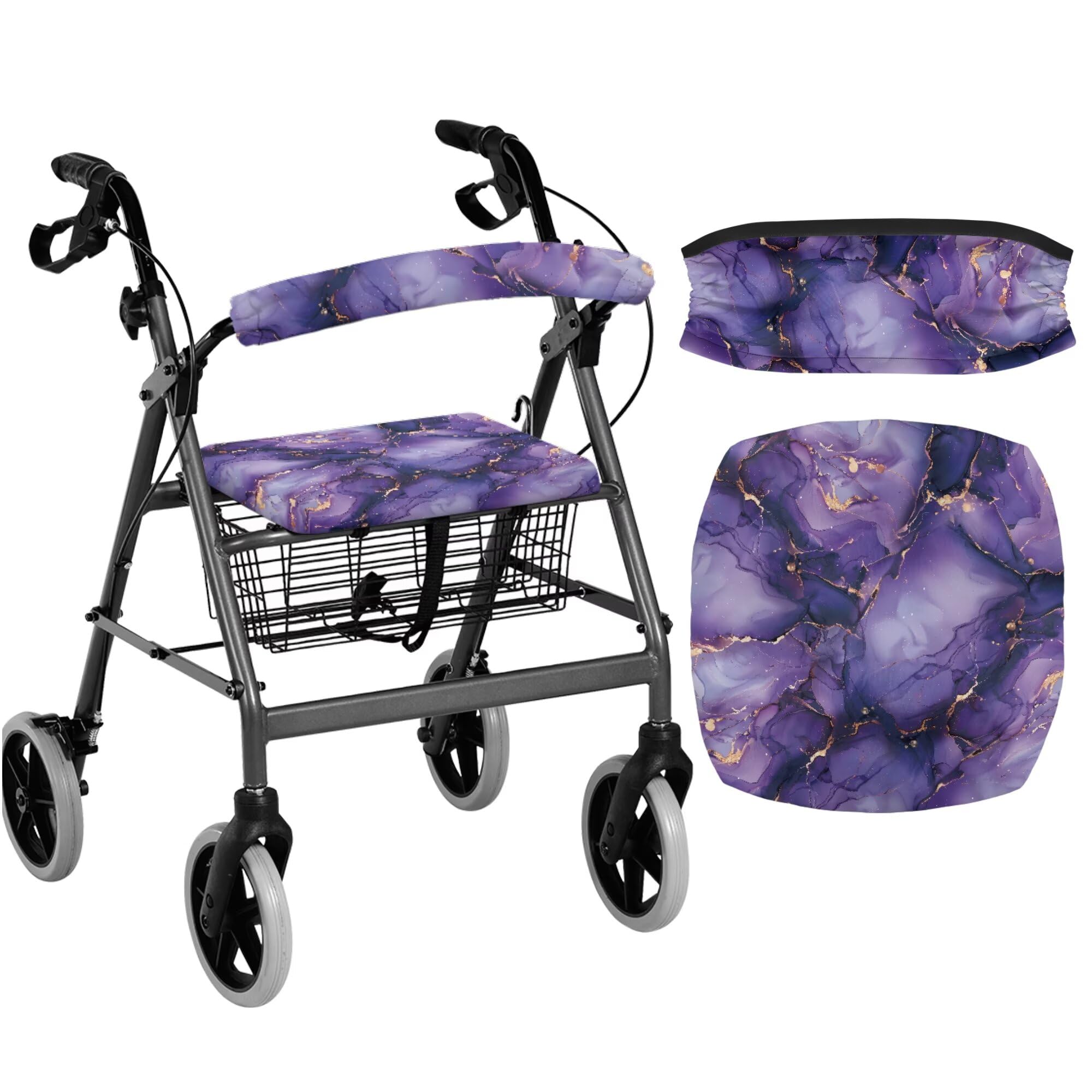 White Marble Walkers for Seniors Cover Universal Fit Walker Accessories Walkers for Seniors with Seat Cover Washable Rollator Covers — Amazon image 30
