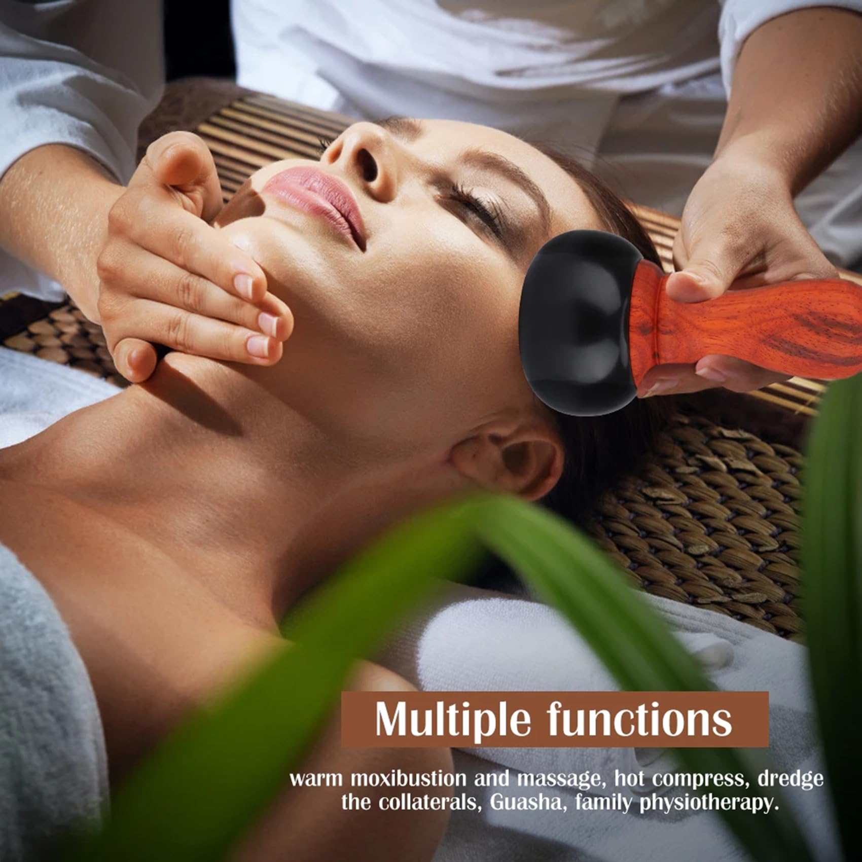 ZXCVB Masajeador Gua Sha con Piedra Bian con calefacción eléctrica, Herramienta de Fisioterapia Corporal con compresa Caliente, Masaje de Cara Trasera, Herramienta Guasha cálida
