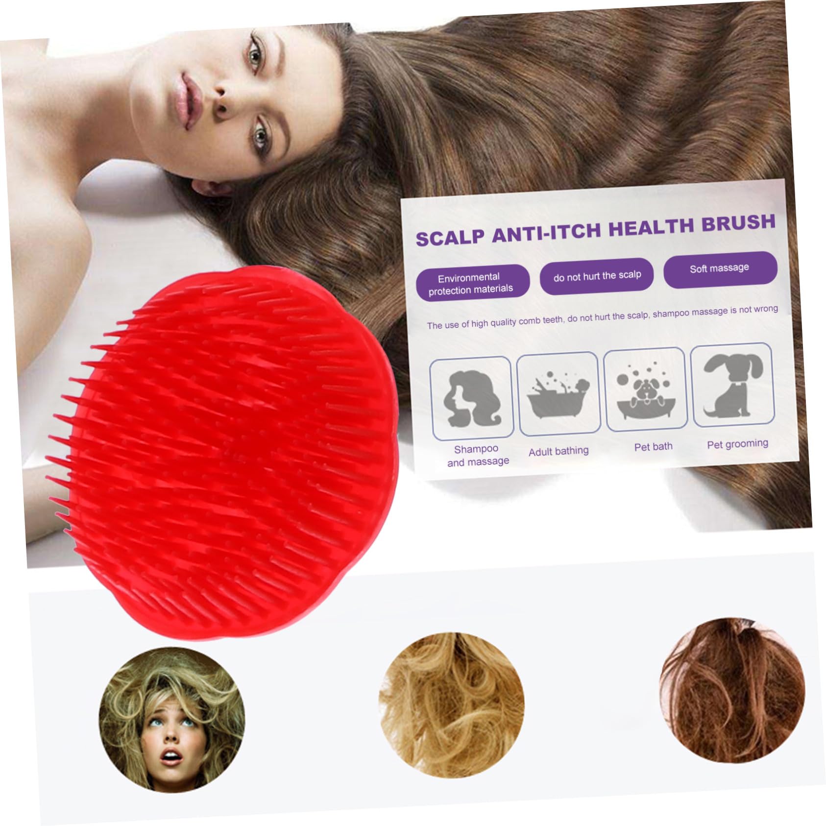 12 Cepillos Antipicazón y Masaje Creativo para Cuero Cabelludo Mango Ergonómico, Diseño y Lijado Fino, Ideales para Uso en Peluquería y Cuidado Personal en Color Aleatorio