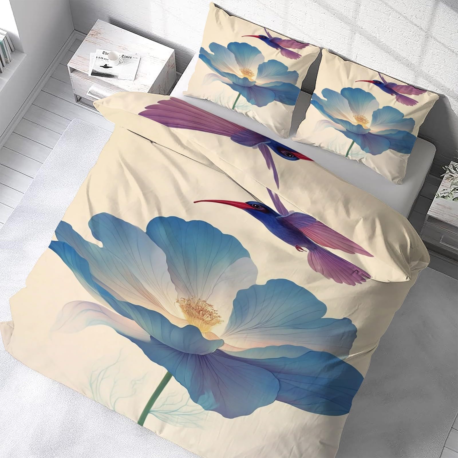 Housse de couette 220x240 respirante avec fermeture Éclair et 2 taies Jingya