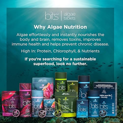 Miniatura 2 de ENERGYBITS Pure Spirulina Algae Tablets, Superfood Tablets, Pure Blue Green Algae, High Protein, Chlorophyll Tablets, Non-Irradiated, for Energy