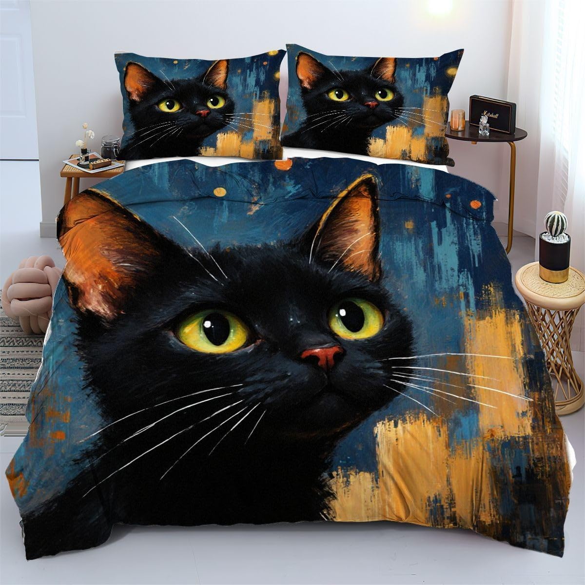 Parure de lit chat noir 240x260 pour relooker une chambre d'ado ou un lit d'amis avec élégance