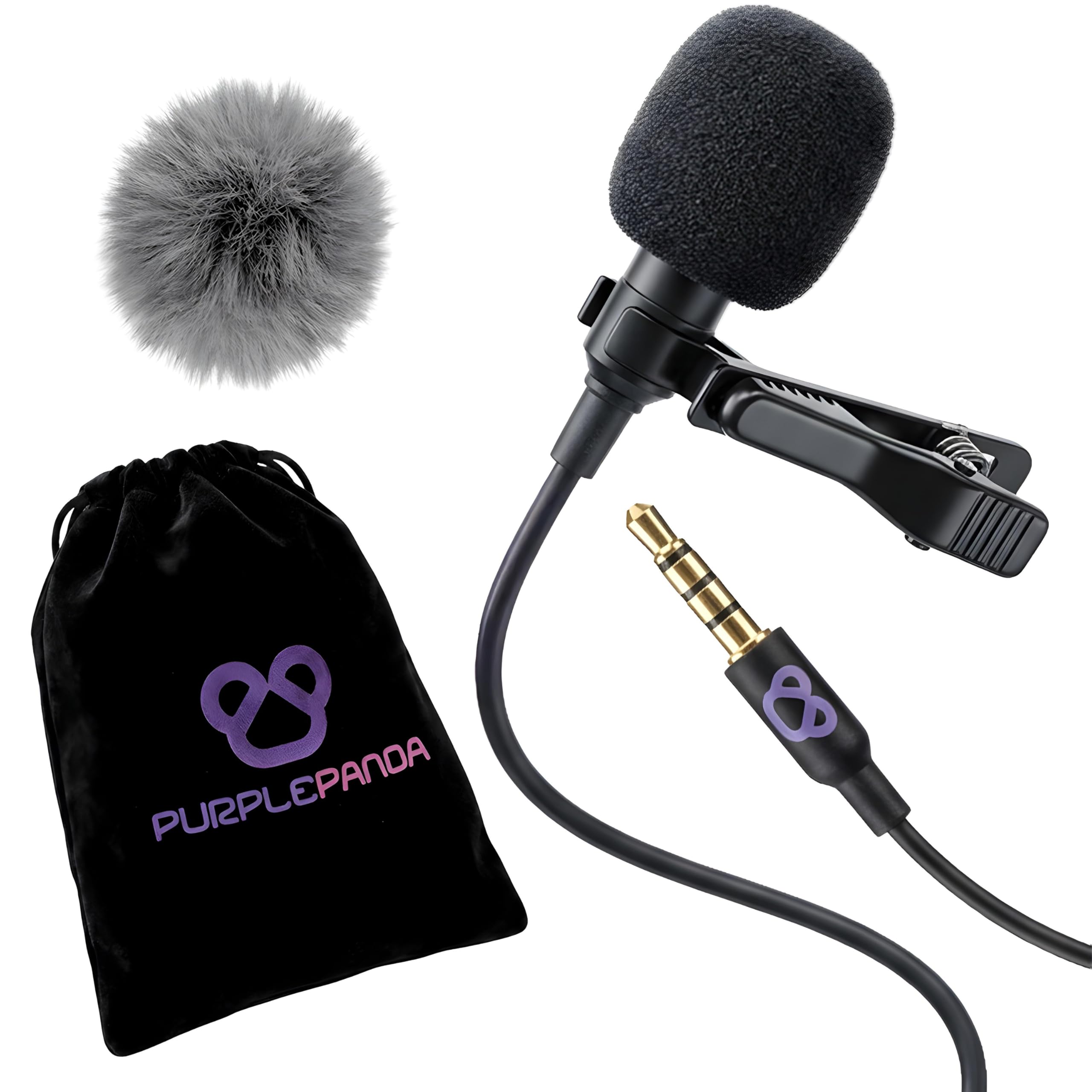 micchan✩.*˚ Amazon.com: Purple Panda Wired Lavalier Microphone Omnidirectional