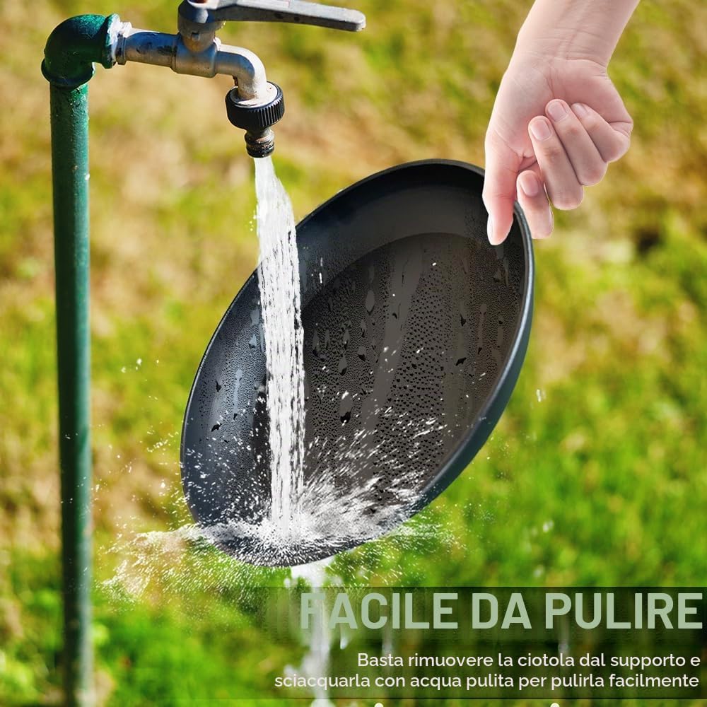 Vasca per uccelli da giardino, tavoli per uccelli per il giardino, autoportante, resistente, stazione di alimentazione per uccelli staccabile con robusto paletto in metallo, mangiatoie per uccelli in