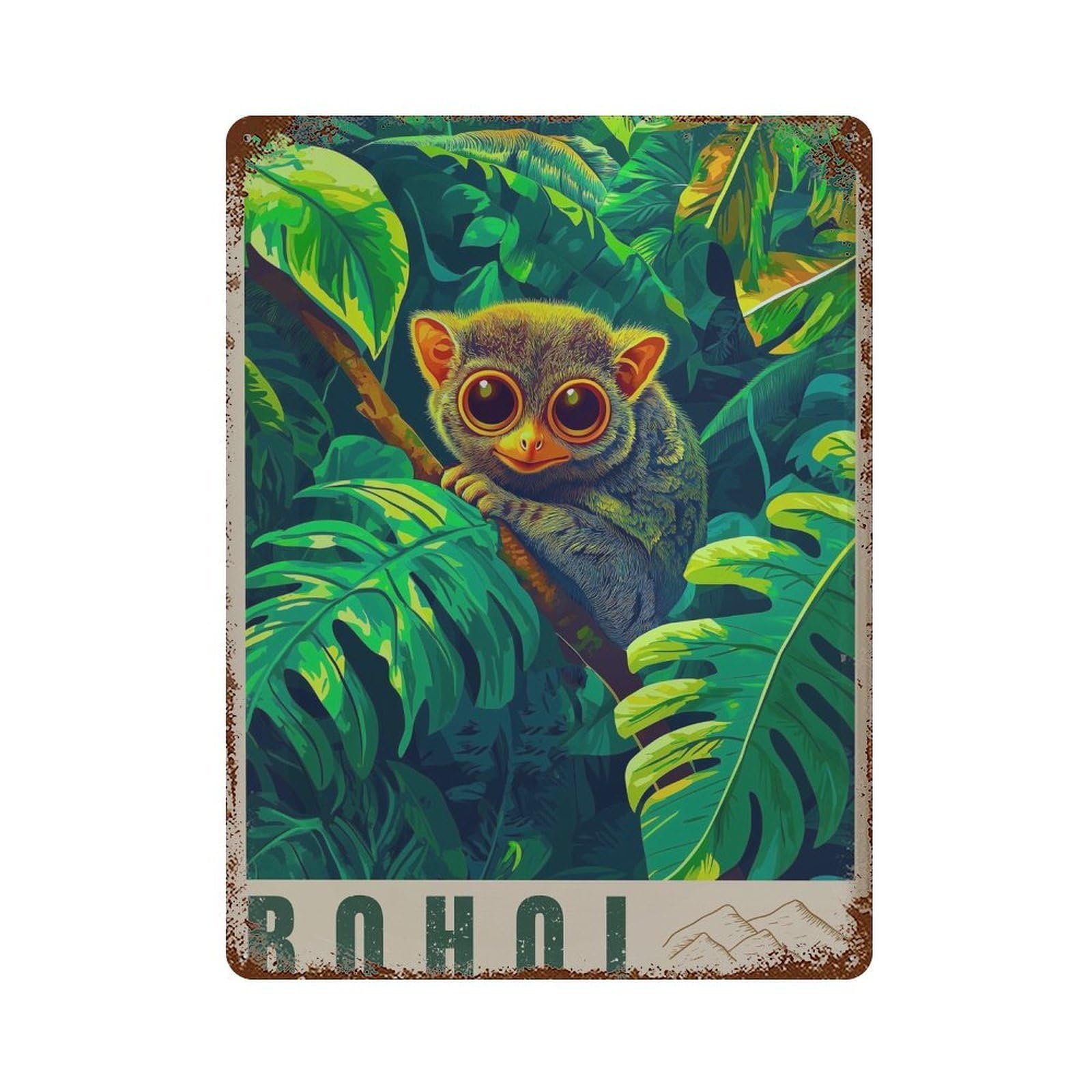 xiaoxiaoshen Bohol Tarsier Travel Philippines Island Wall Decor Art Metal Tin Poster Modern Home Decor Art Home Bar Shop Decorations Vintage Sign 40x30cm