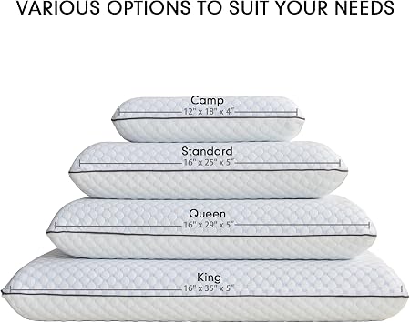 Memory Foam Pillow, Standard Ventilated Bed Pillow with Washable Cover, Cooling, Orthopedic, Neck & Shoulder Support, Back, Side & Stomach Sleepers, Hotel Essentials, Standard 1 Pack