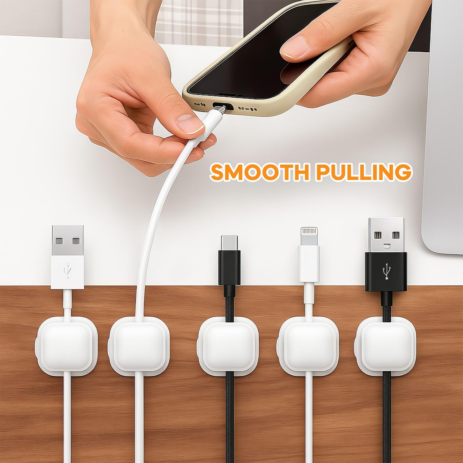 15 Pezzi Fermacavi Adesivo Bianco, Ferma Cavi, Magnetic Cable Holders,Ferma Cavi Scrivania,Reggi Cavo da Comodino,Clip Fermacavi,Ferma Cavo Adesivi,Reggi Filo Caricabatterie