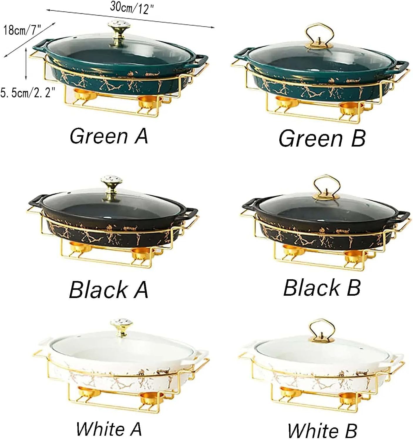 Juego de platos para bufé, de cerámica con acabado de mármol, calentador de buffet para bodas, fiestas, banquetes, eventos de catering