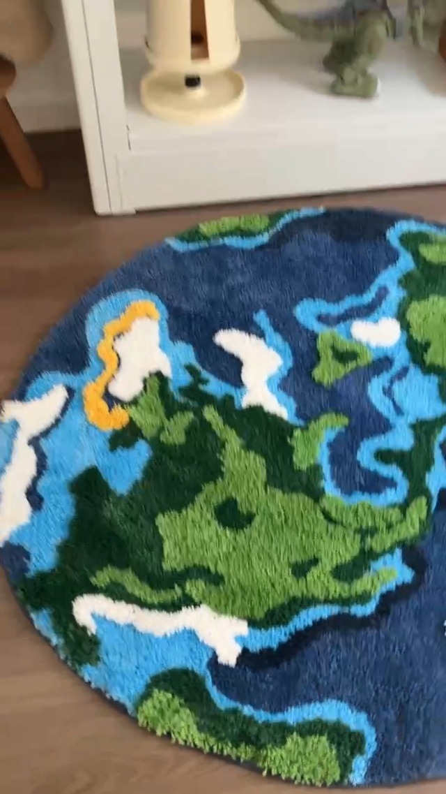 Tapete redondo decorativo con mapa mundi 40 in miniatura 7