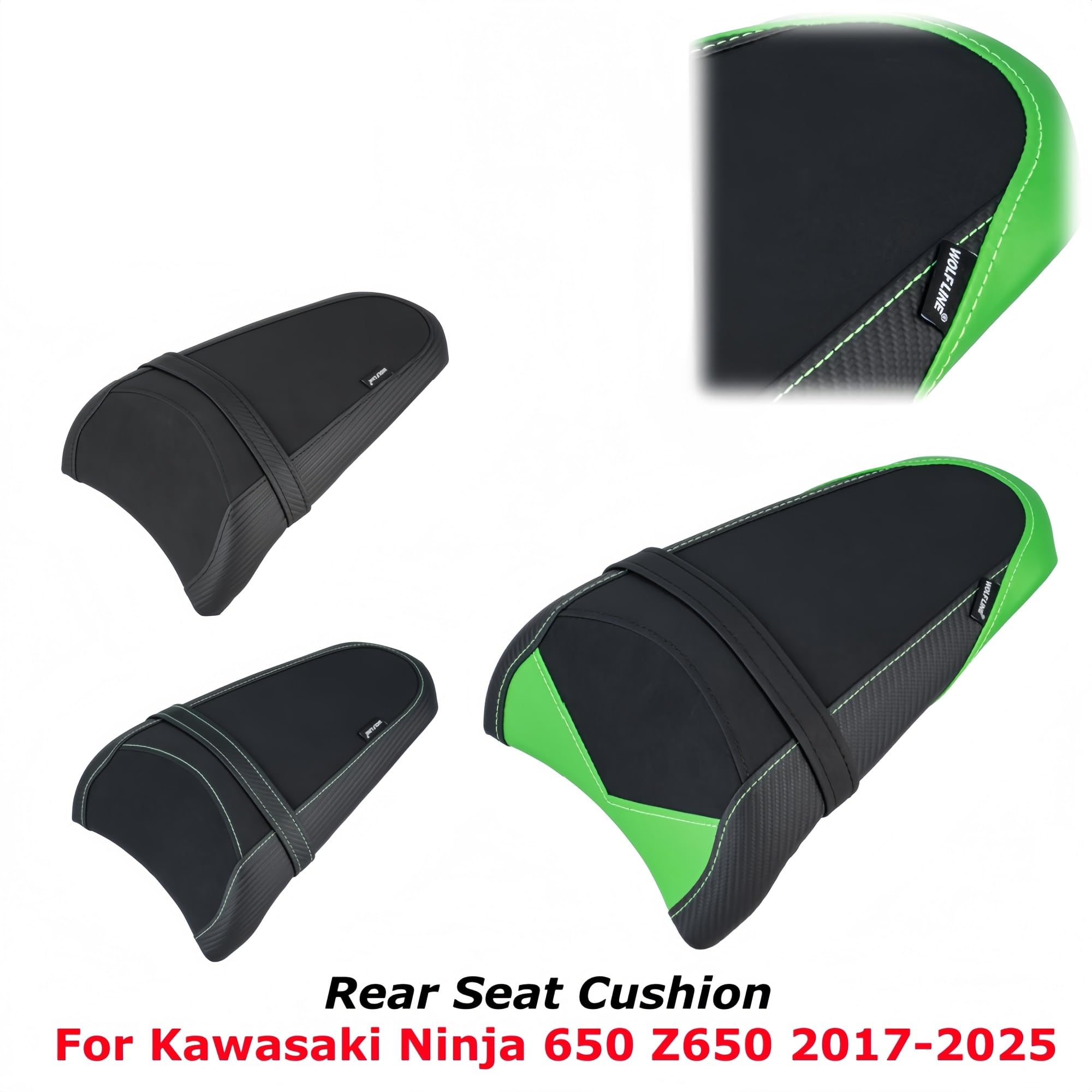 Fotel motocyklowy Poduszka tylnego siedzenia pasuje do Kawasaki Ninja 650 Z650 2017-2025 poduszka tylnego siedzenia pasażera poduszka Pad akcesoria motocyklowe(Green)