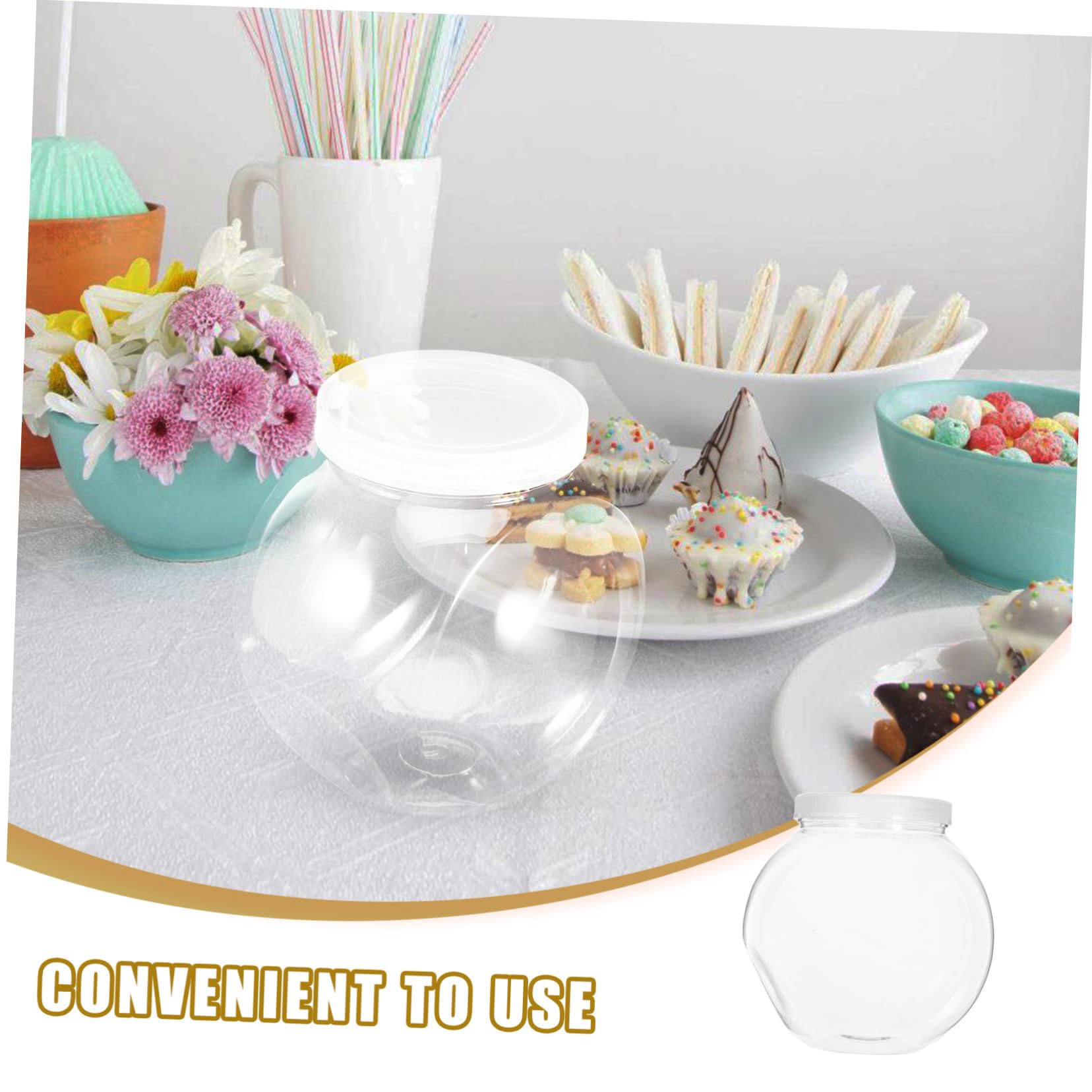 Cabilock 4piezas Tarro de Plástico Transparente para Dulces Tarros Redondos con Tapa Contenedores para Almacenar Alimentos para Galletas Frijoles Aperitivos Cocina o Fiesta