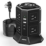 Surge Protector Power Strip with 4 USB Ports(2 Type C) 8 AC Outlets, 10 Ft Ultra Flat Extension Cord with Multiple Outlets, Ultra Flat Plug Power Strip, Desktop Outlet Extender for Home Office Dorm