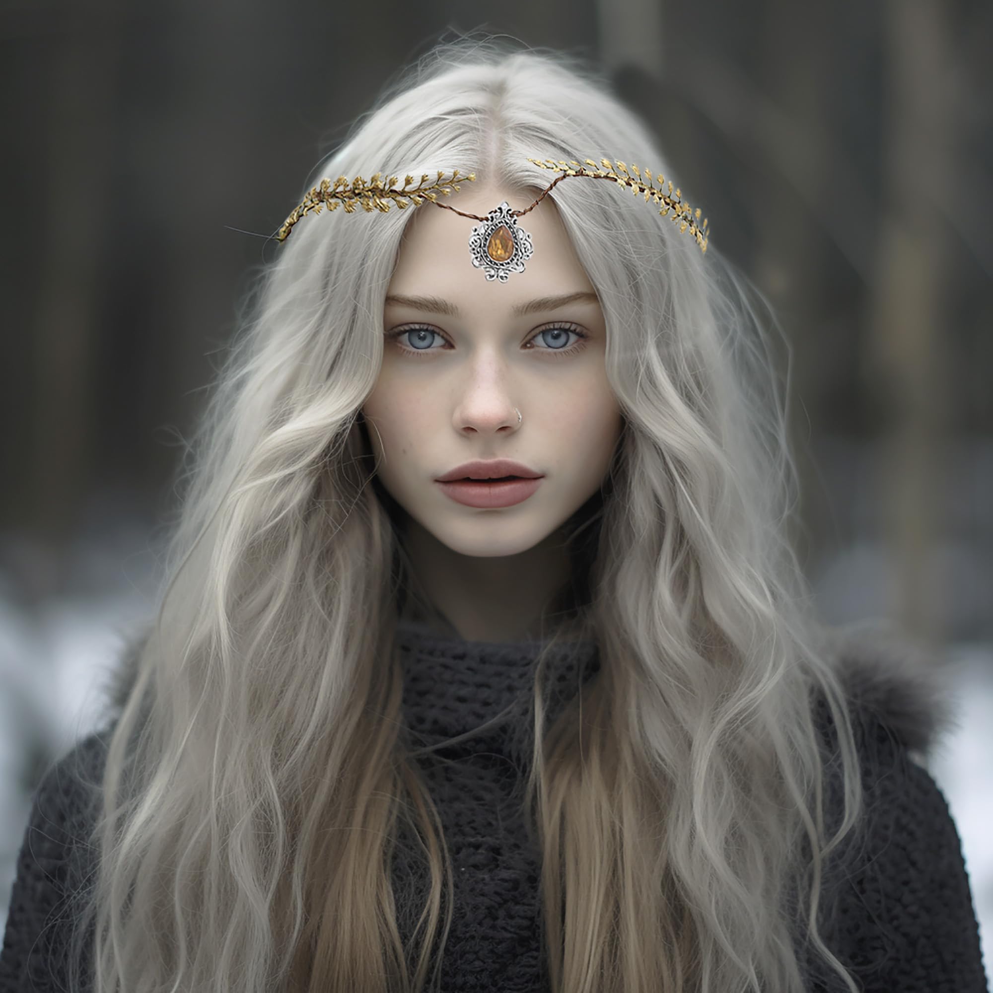 Brikuinr Flower Head Crown Floral Wreath Headband Hair Wreath Flower Halo Headpiece with Rhinestone Wedding Party Cosplay - Image 4