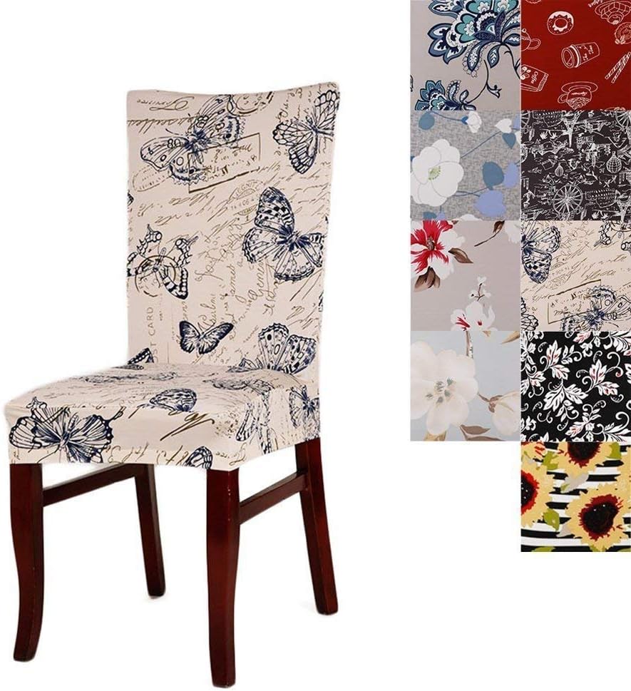 Super Fit Universal Stretch Dining Chair Covers, Removable Washable Slipcovers for Dining Room Chairs (Pack of 4, B)