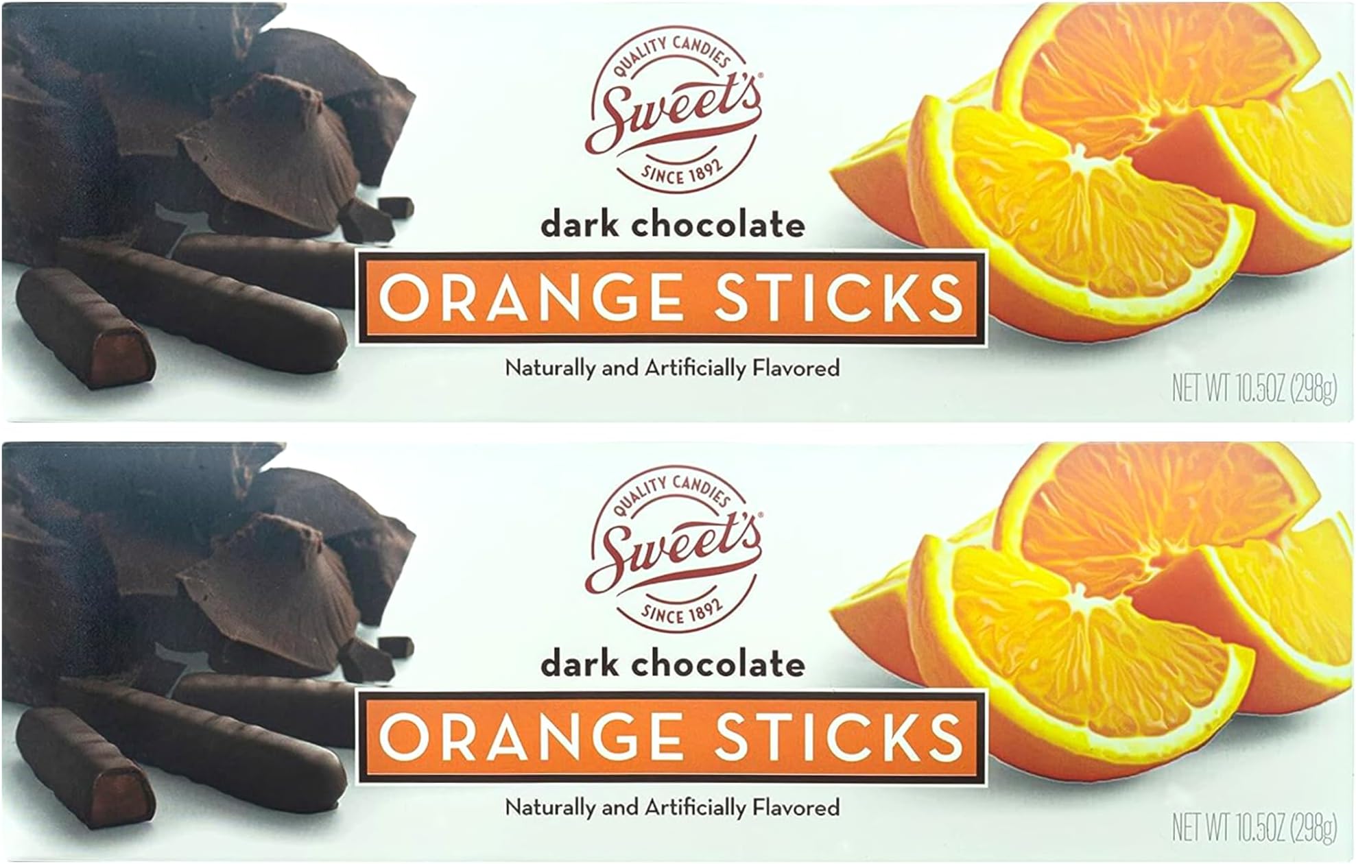 Sweet Candy Company Dark Chocolate Orange Sticks - Gourmet Chocolate Covered Sticks, Chocolate Fruit Flavored Sticks, Gift Idea for Holidays, Gluten Free, Kosher - 10.5 oz Box (Pack of 2)