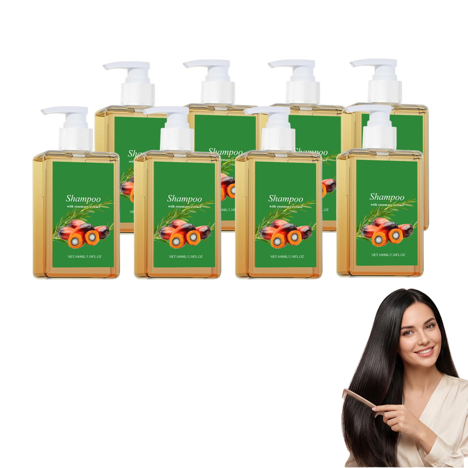 Shampoo all'olio di batana con estratto di rosmarino – Shampoo al rosmarino e olio di batana – Shampoo naturale all'olio di batana con rosmarino per la cura dei capelli, riduce la rottu (8 bottiglie)