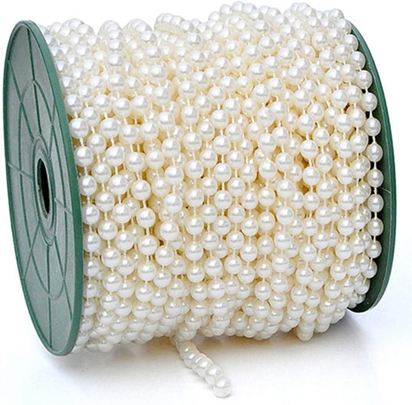 VRB DecTM 5 Mtrs Artificial Pearls Bead Moti Pearls Bead Chain for Jewellery Making, Beads for Bracelet Making, Resin Art,Beads, Crafting, Scrap Booking and Embroidery DIY Craft (8 MM, 5 MTR) , White