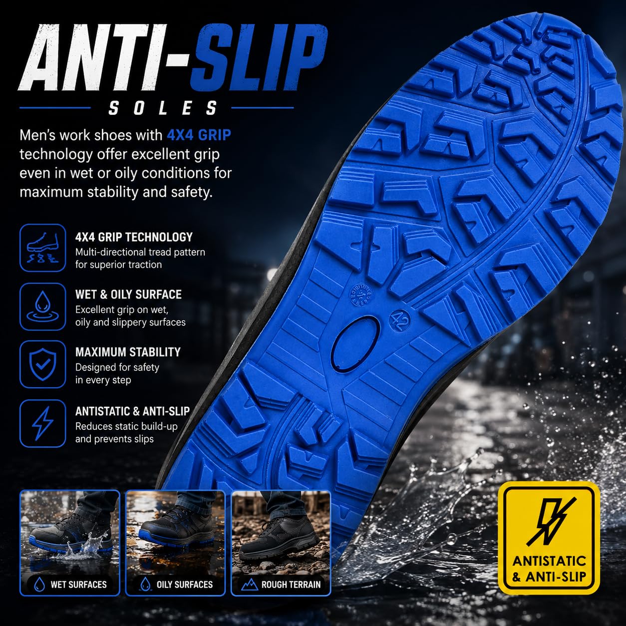 BWOLF Spire Arbeitsschuhe Herren S3 High Sicherheitsschuhe Herren S3 wasserdicht, ölbeständig, rutschhemmend 4x4 Grip Tech, Ergo Sohlen