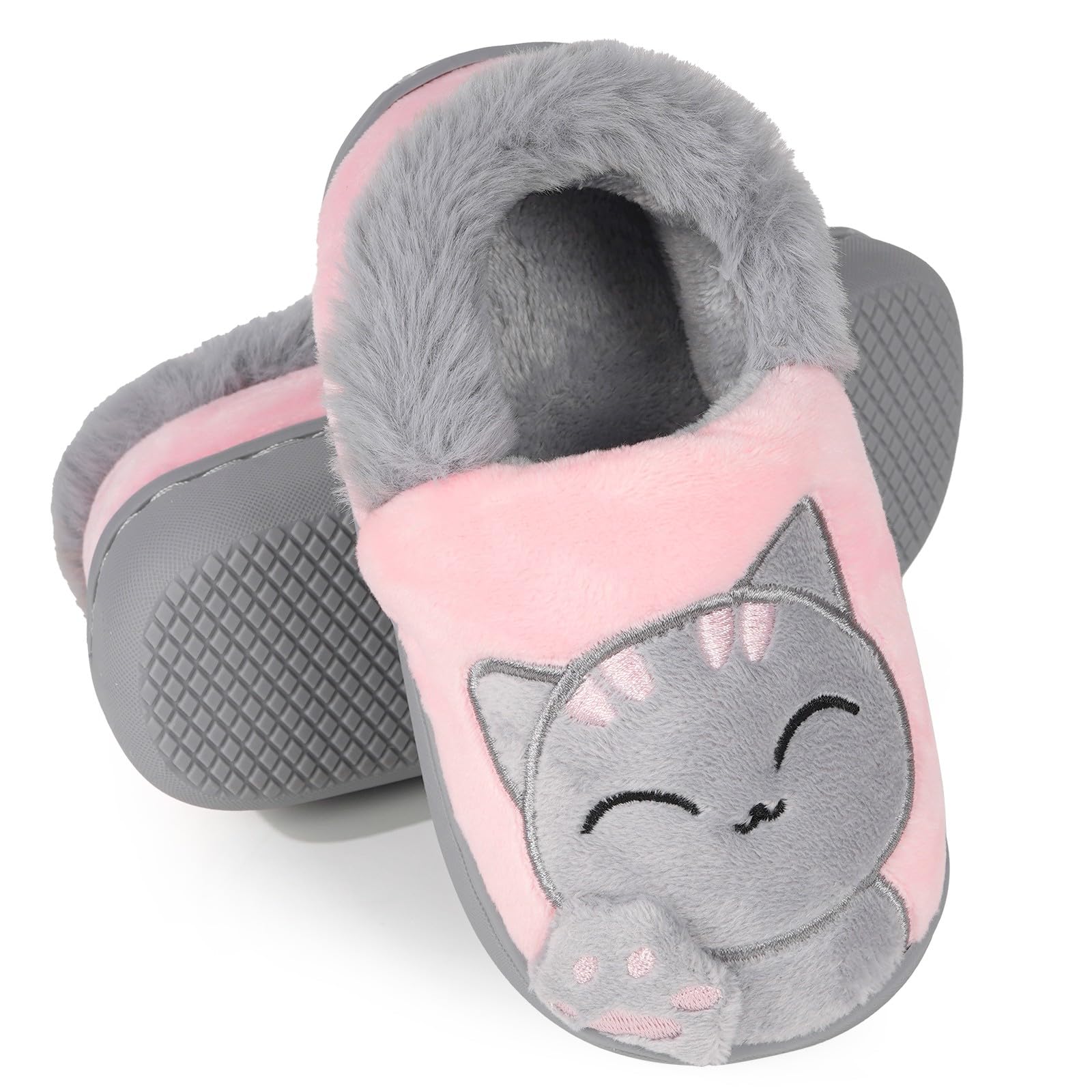 Peluche Pantofole di Gatto per Bambine e Ragazze Pantofole Invernali Autunno da Interno Casa Cotone Scarpe Animale Antiscivolo Ultra-Leggero per Donne Uomini