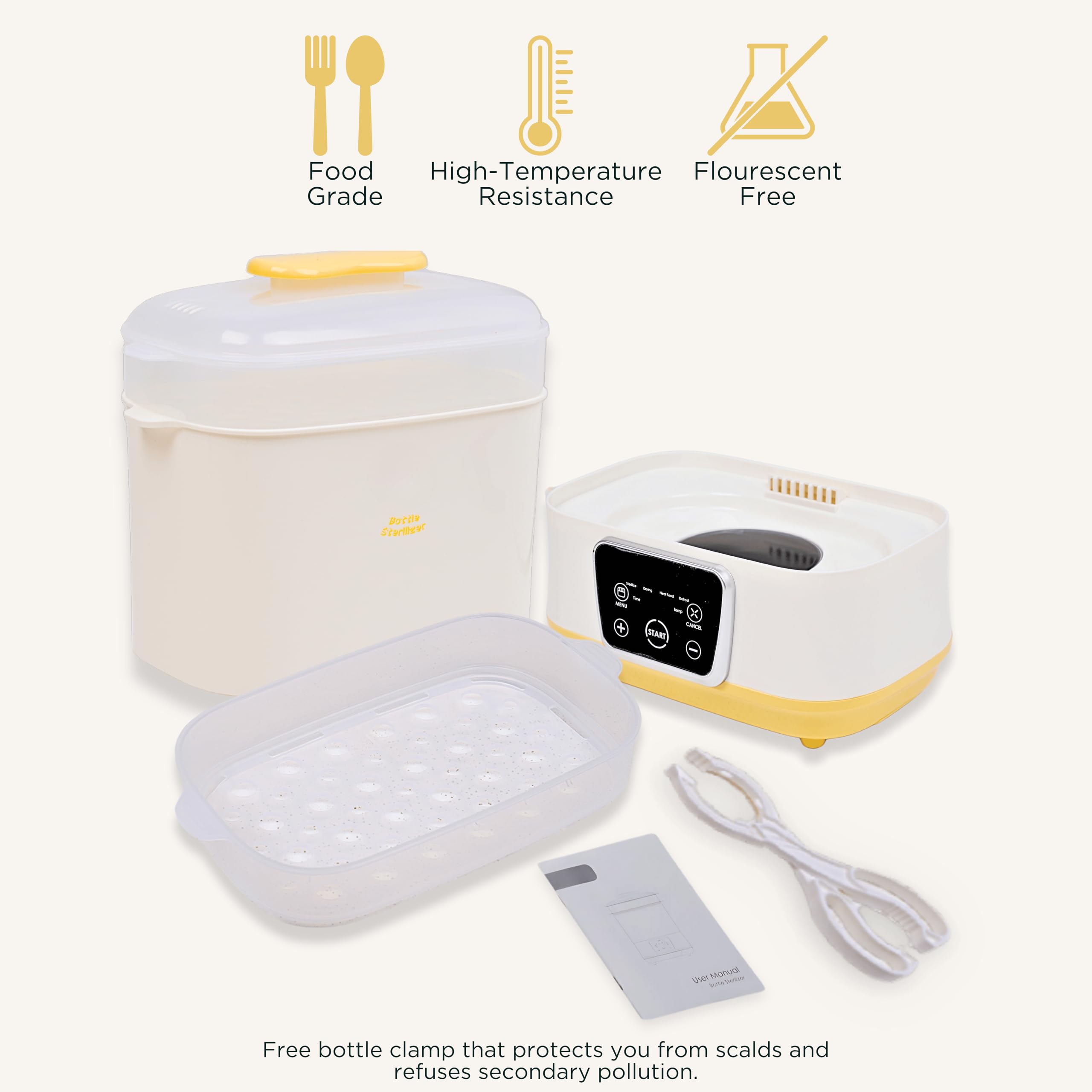 Goodscious Esterilizador y secador de viales eléctrico 6 en 1, se puede utilizar como calentador de botellas, descongelador, calentador de alimentos y desinfectante. Ajuste de temperatura y tiempo: