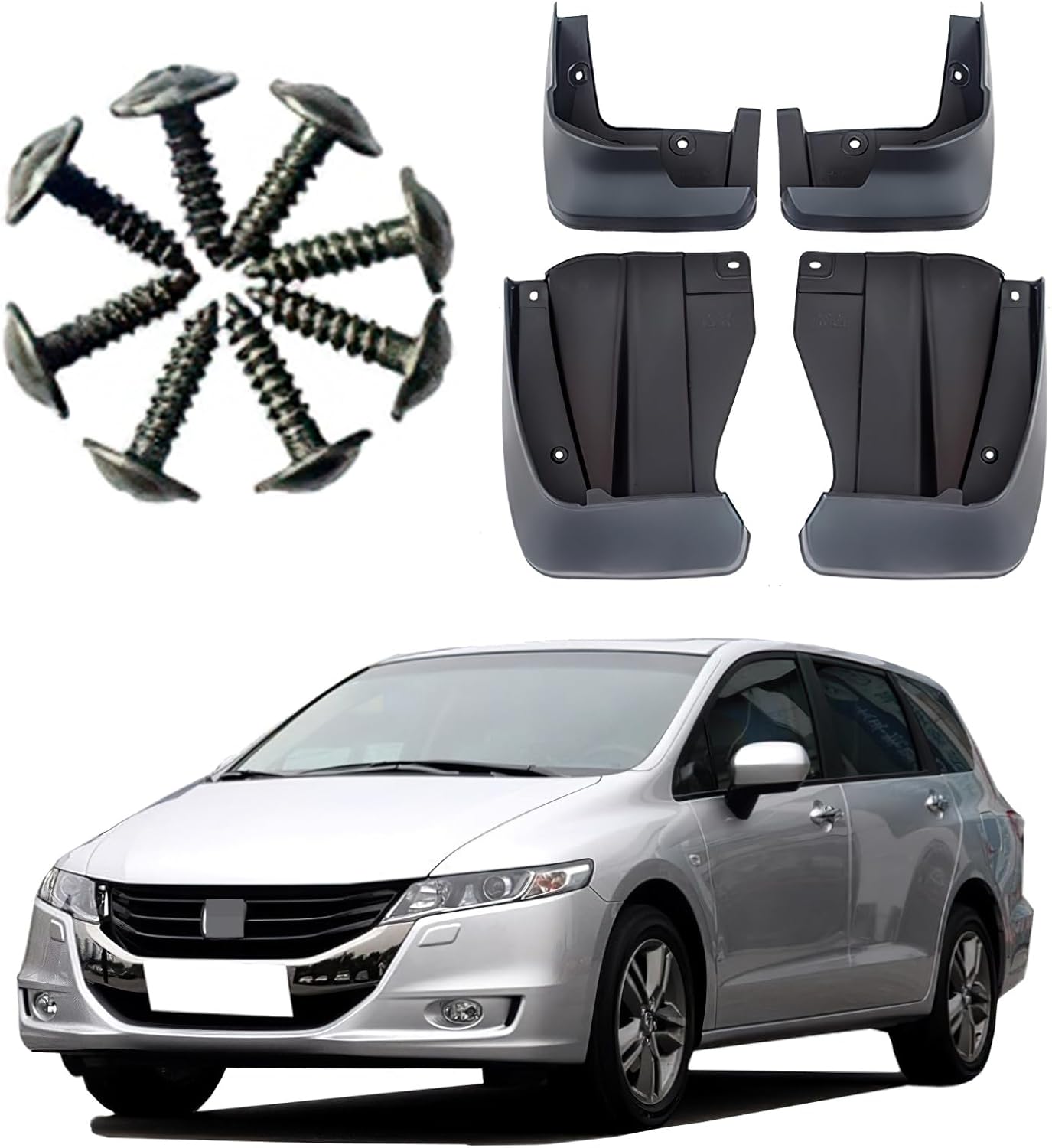 ontto Mud Flaps Guards Mudguards Fit for Honda Odyssey 2009-2013,Front and Rear Car Mudguard Exterior Accessories,Black ABS Plastic Splash Guards with Hardware 4 pcs Fender Flares