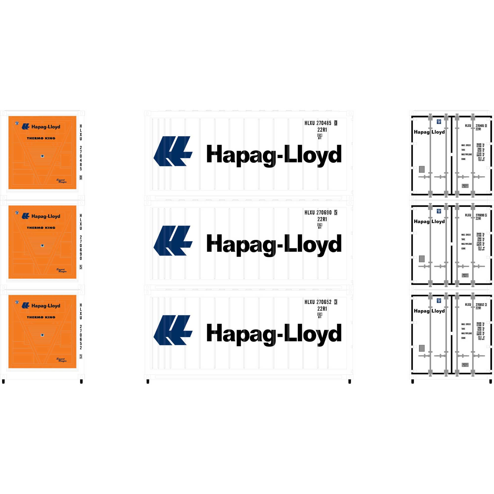 Athearn N 20' Reefer Container HLXU 3 ATH17733 N Vehicles