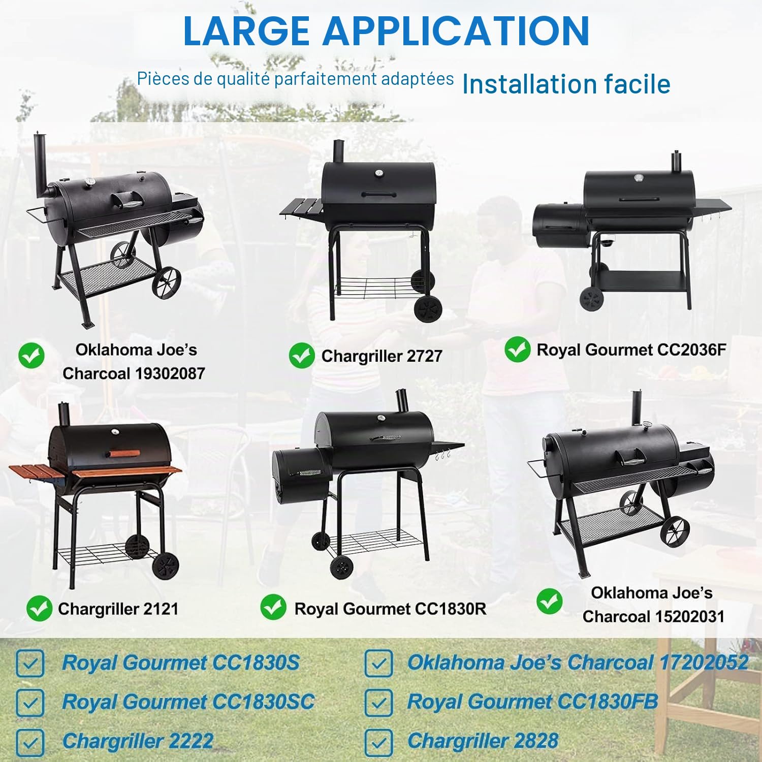 GFTIME Bac à charbon de bois réglable de 60 à 90 cm - Bac à cendres pour barbecue au charbon de bois Chargriller 5050 5072 5650 1224 1324 2121 222 2123 E1224 - Pour barbecue au charbon de bois