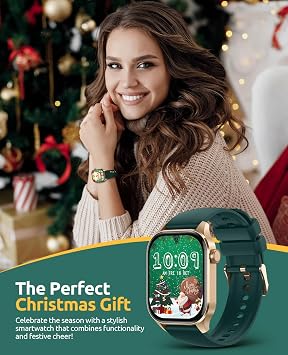 Smart Watches Christmas for Women 2.04HD Screen Fitness Tracker Watches, Heart Rate Sleep Blood Oxygen Monitor, IP68 Waterproof, 136+ Sports, Answer/Make Call Smartwatch for Android IOS, Gold