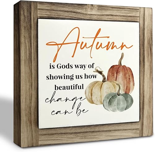 Letrero de madera de otoño, decoración de otoño, caja de placas de madera, decoración de escritorio, decoración del hogar, letrero de calabaza,