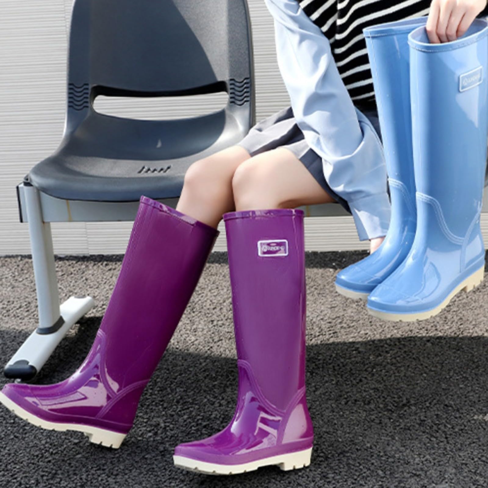 Wellingtonboots - Botas de agua para mujer, talla 6, botas de agua para mujer, botas de agua de pierna corta, media altura, impermeables, ligeras, para exteriores, zapatos cálidos